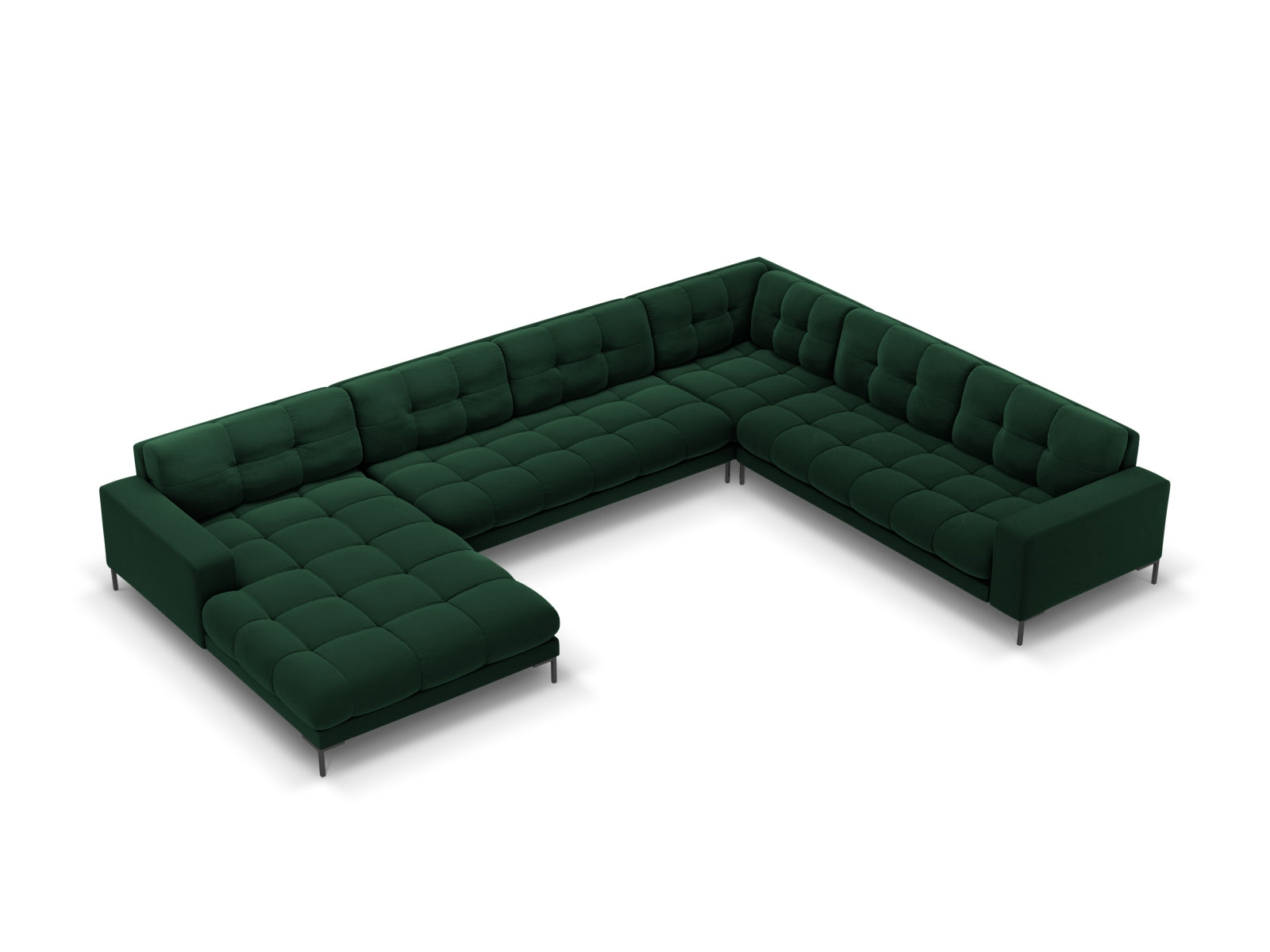 7-Sitzer Panoramic Ecksofa rechts Bali in Bottle Green-Bluvel präsentiert im Onlineshop von KAQTU Design AG. Ecksofa rechts ist von Cosmopolitan Design