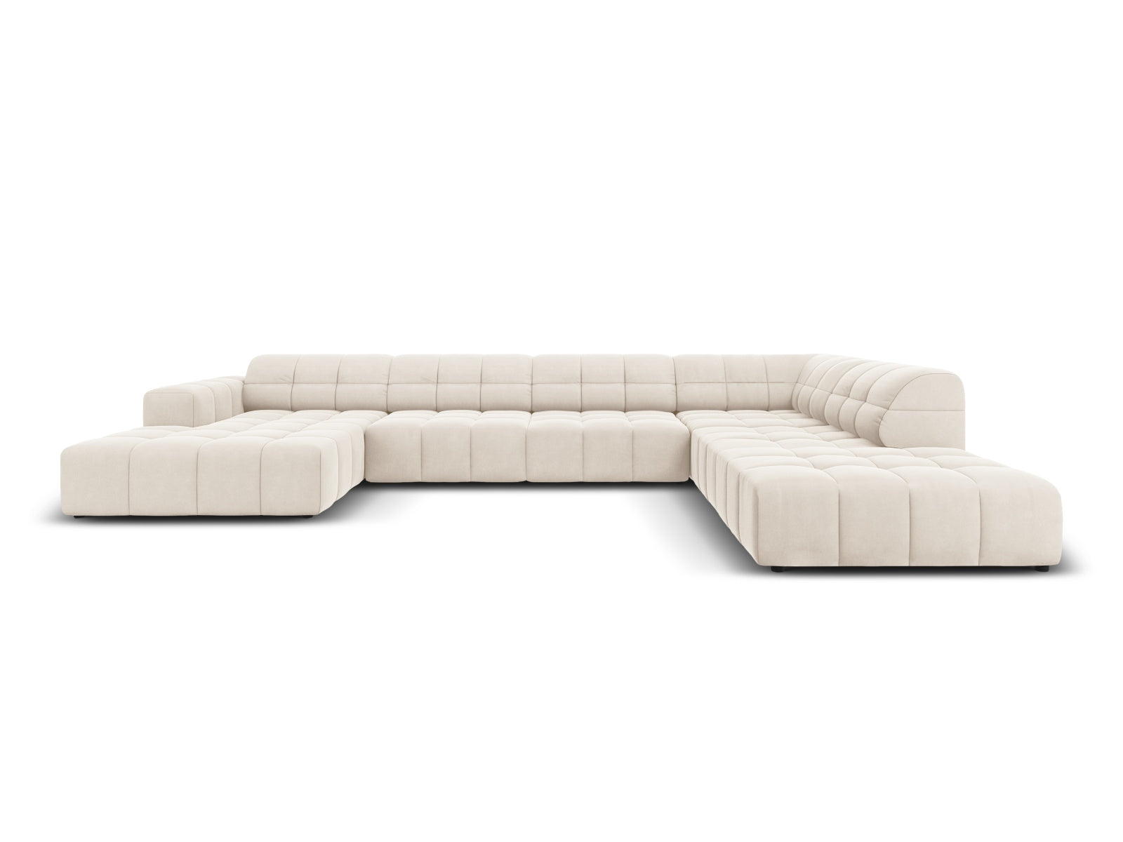 Chicago Velour Panoramic Ecksofa rechts 7 Sitzer 262cm in Light Beige-Bluvel präsentiert im Onlineshop von KAQTU Design AG. Ecksofa rechts ist von Cosmopolitan Design