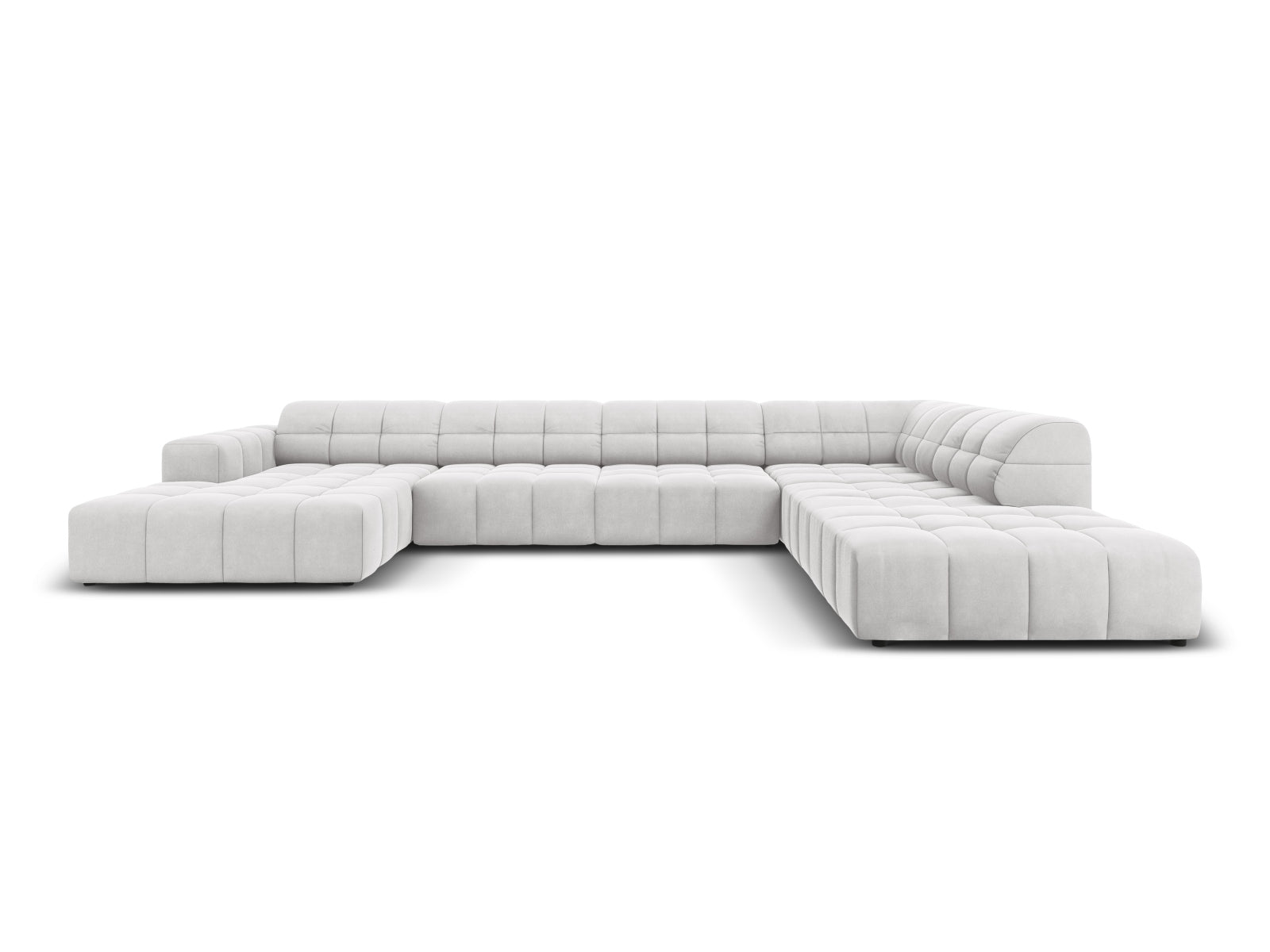 Chicago Velour Panoramic Ecksofa rechts 7 Sitzer 262cm in Silver-Bluvel präsentiert im Onlineshop von KAQTU Design AG. Ecksofa rechts ist von Cosmopolitan Design