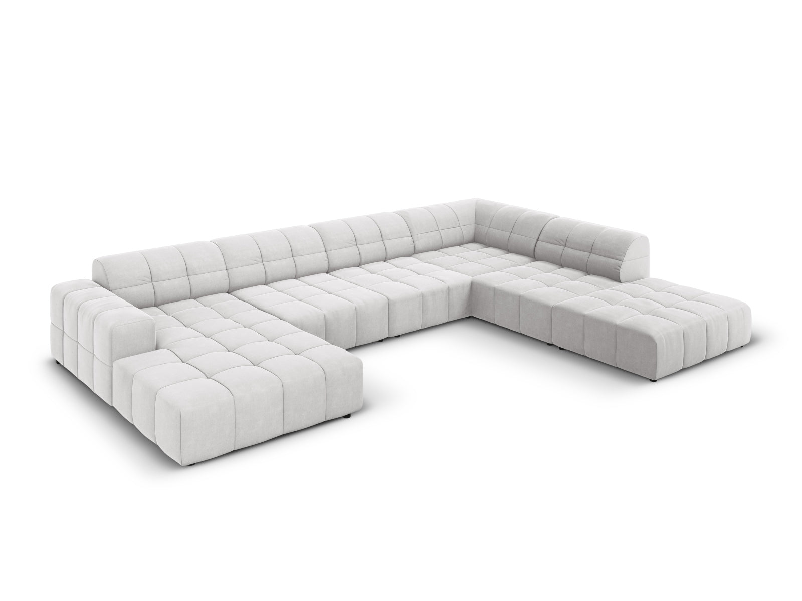 Chicago Velour Panoramic Ecksofa rechts 7 Sitzer 262cm in Silver präsentiert im Onlineshop von KAQTU Design AG. Ecksofa rechts ist von Cosmopolitan Design