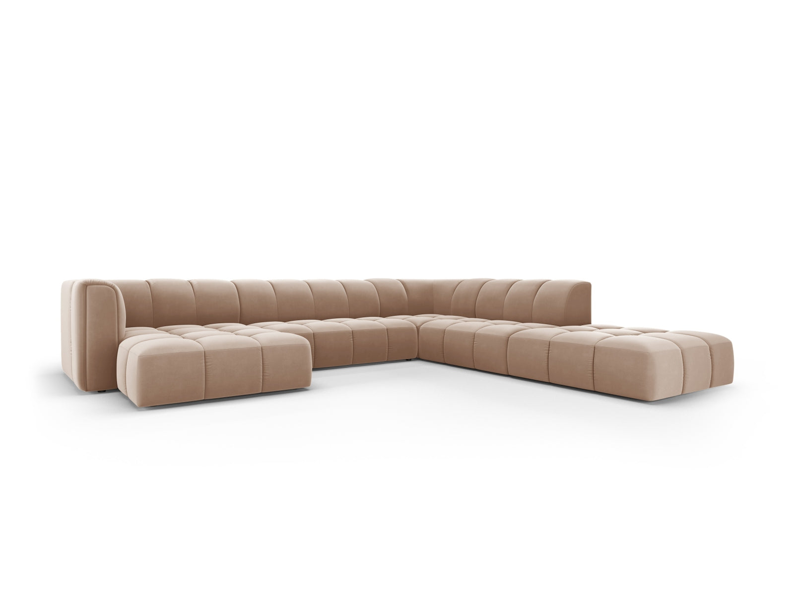7-Sitzer Modular Ecksofa Panoramic rechts Moritz in Beige-Bluvel präsentiert im Onlineshop von KAQTU Design AG. Ecksofa rechts ist von Cosmopolitan Design