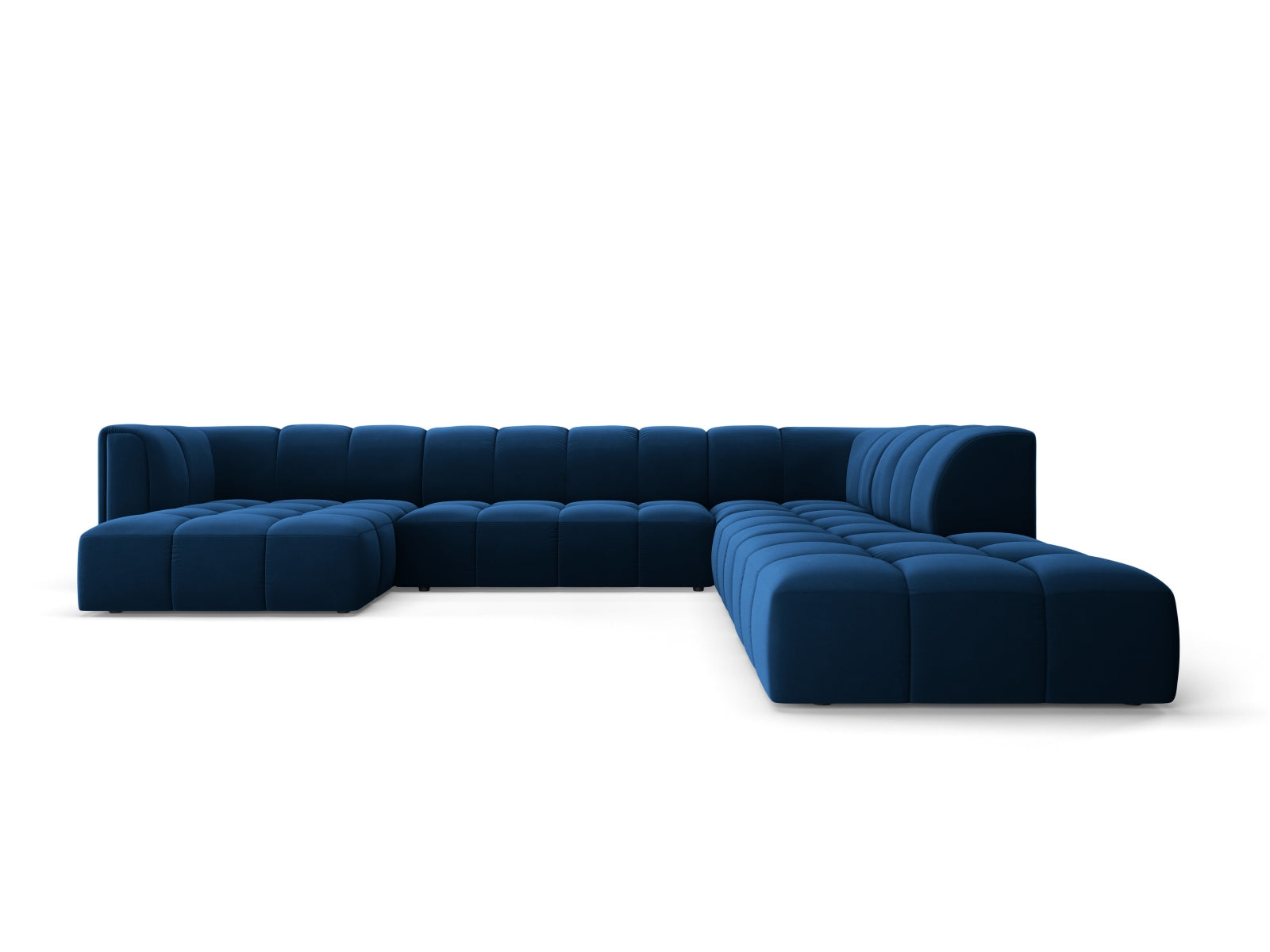 7-Sitzer Modular Ecksofa Panoramic rechts Moritz in Royal Blue-Bluvel präsentiert im Onlineshop von KAQTU Design AG. Ecksofa rechts ist von Cosmopolitan Design