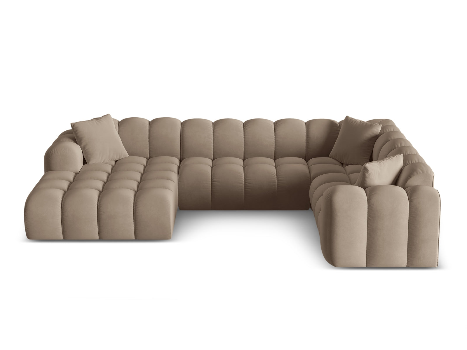 4-Sitzer Panoramic Ecksofa rechts Treno in Cappuccino-Bluvel präsentiert im Onlineshop von KAQTU Design AG. Ecksofa rechts ist von Cosmopolitan Design