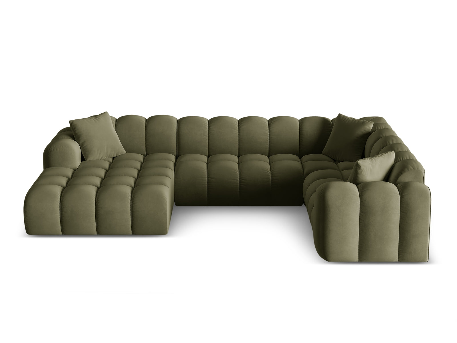 4-Sitzer Panoramic Ecksofa rechts Treno in Green-Bluvel präsentiert im Onlineshop von KAQTU Design AG. Ecksofa rechts ist von Cosmopolitan Design