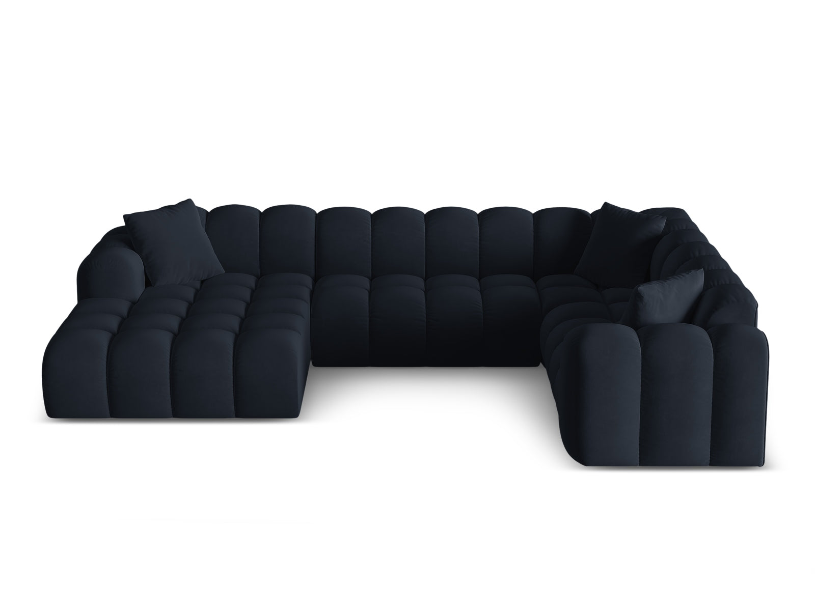 4-Sitzer Panoramic Ecksofa rechts Treno in Dark Blue-Bluvel präsentiert im Onlineshop von KAQTU Design AG. Ecksofa rechts ist von Cosmopolitan Design