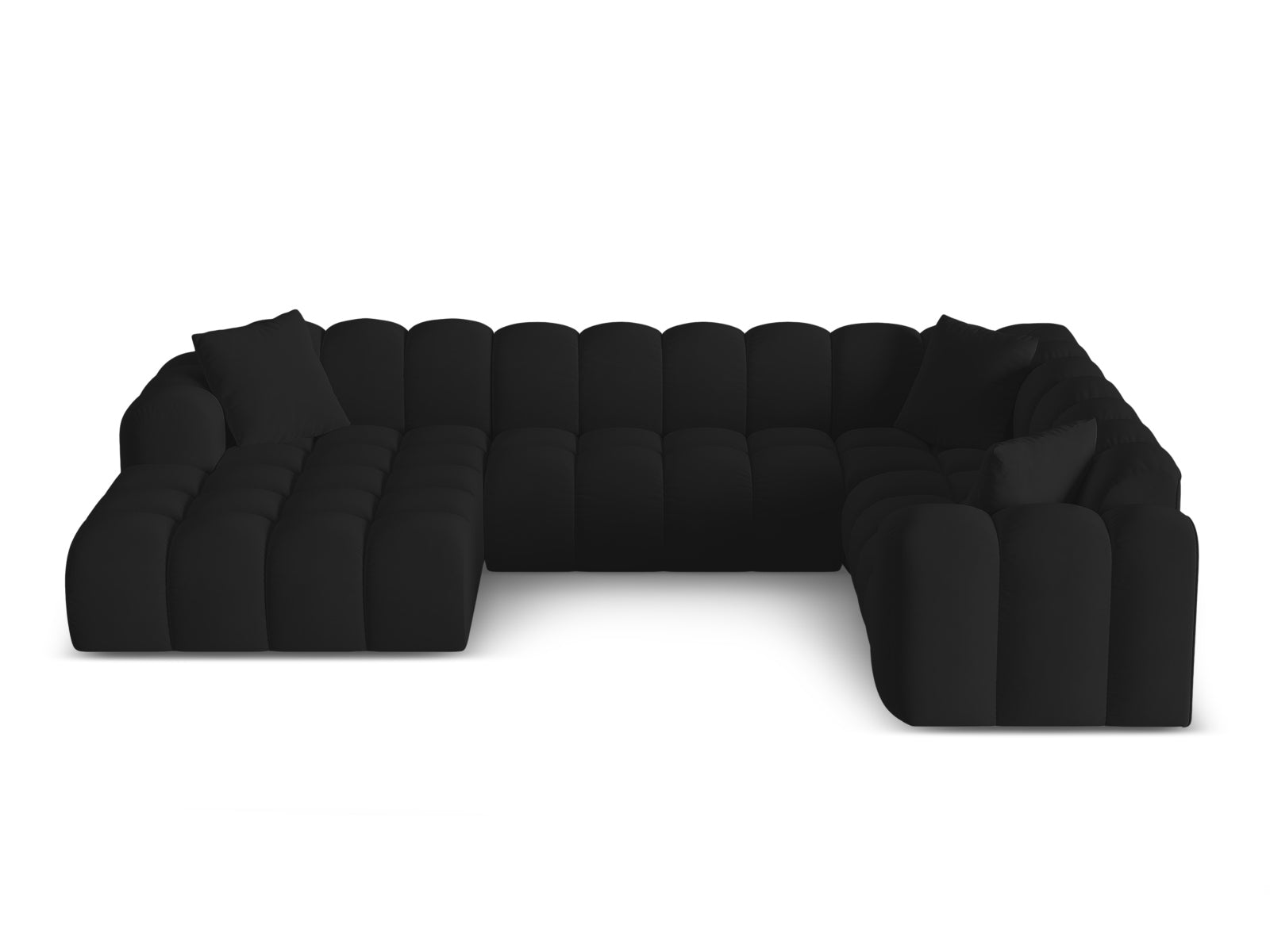 4-Sitzer Panoramic Ecksofa rechts Treno in Black-Bluvel präsentiert im Onlineshop von KAQTU Design AG. Ecksofa rechts ist von Cosmopolitan Design