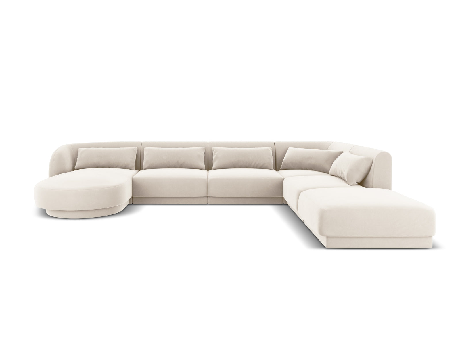 Tulum Velour Panoramic Ecksofa rechts 6 Sitzer 255cm in Light Beige-Bluvel präsentiert im Onlineshop von KAQTU Design AG. Ecksofa rechts ist von Cosmopolitan Design