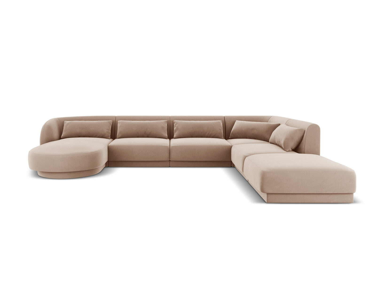 Tulum Velour Panoramic Ecksofa rechts 6 Sitzer 255cm in Beige-Bluvel präsentiert im Onlineshop von KAQTU Design AG. Ecksofa rechts ist von Cosmopolitan Design