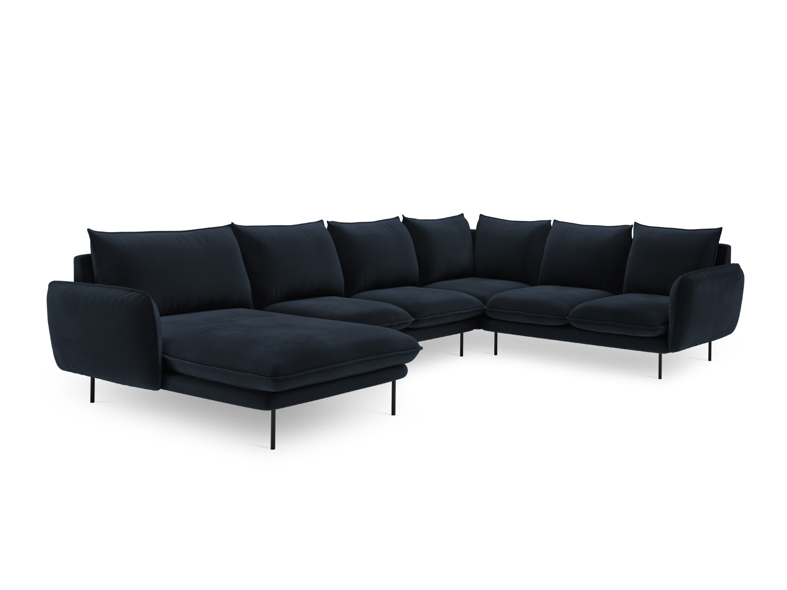 Erleben Sie das Vienna Velour Panoramic Ecksofa rechts – ein 7-Sitzer mit 235 cm, das Luxus und Komfort in Ihr Zuhause bringt. Perfekt für gesellige Abende!
