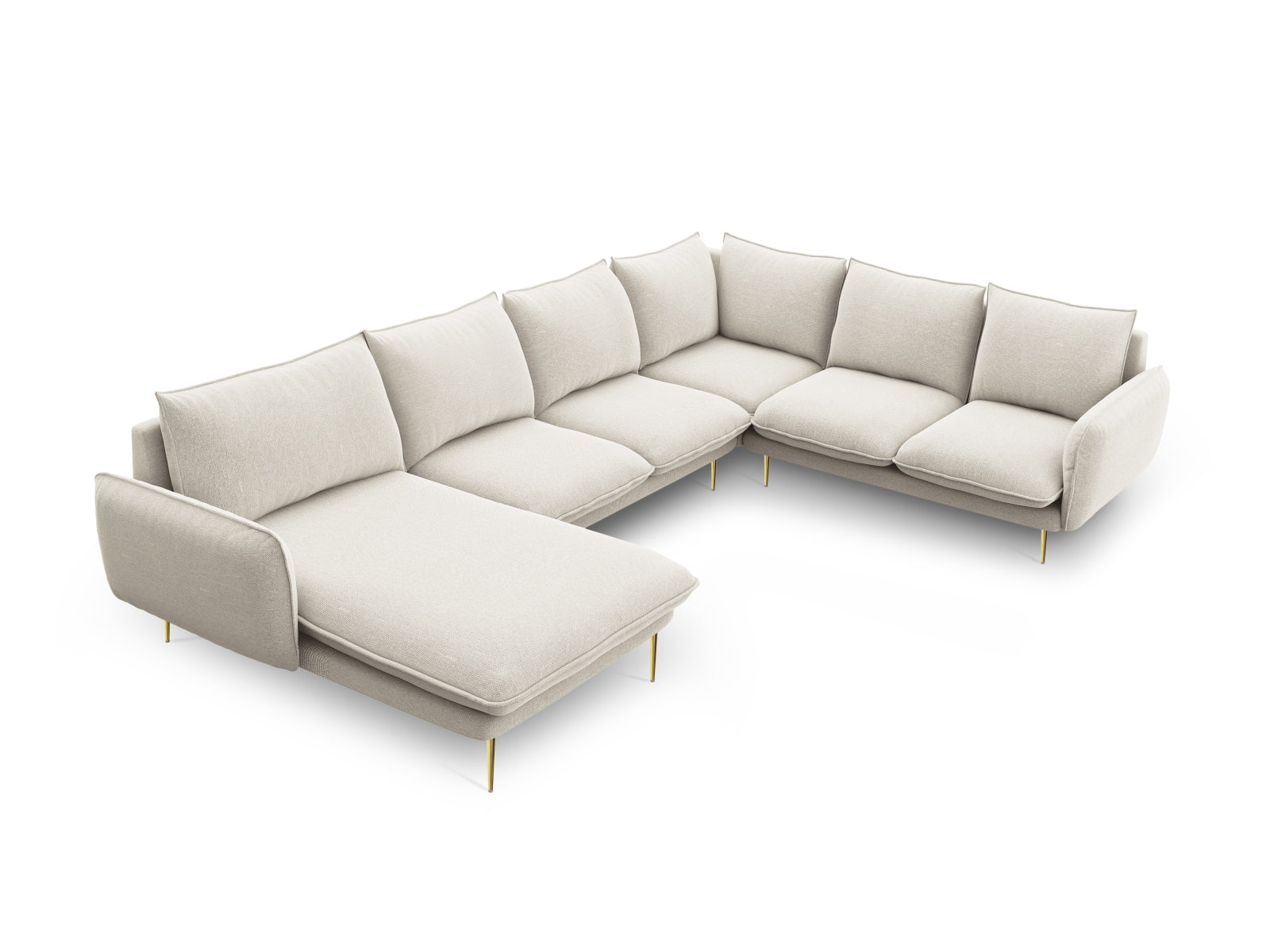 Vienna Panoramic Ecksofa rechts 7 Sitzer 235cm in Light Beige/Gold präsentiert im Onlineshop von KAQTU Design AG. Ecksofa rechts ist von Cosmopolitan Design