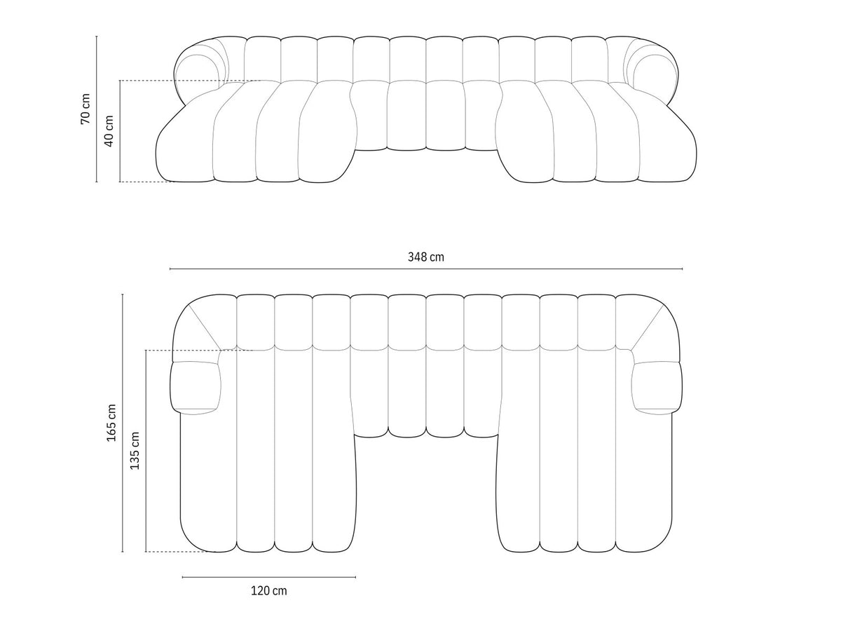 Koge Velour Panoramic Sofa 6 Sitzer 165cm in Grey-Vogue präsentiert im Onlineshop von KAQTU Design AG. 3er Sofa ist von Cosmopolitan Design