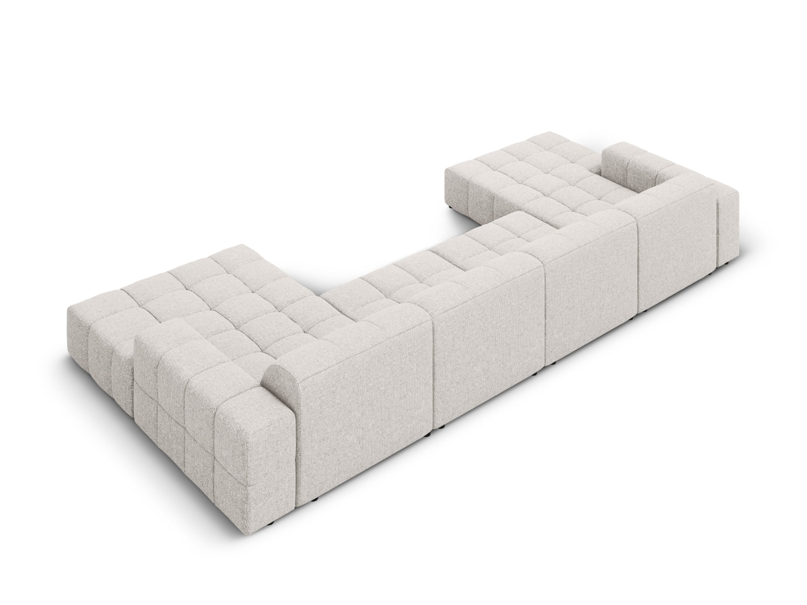 Modernes 6-Sitzer Chicago Panoramic Sofa in sanftem Grau, perfekt für gesellige Runden und stilvolle Einrichtungsideen.