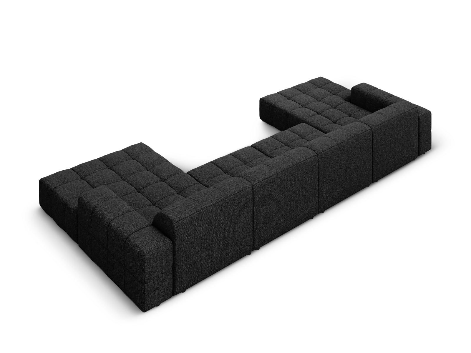 Modernes 6-Sitzer Chicago Panoramic Sofa in Schwarz, das Komfort und Stil vereint, ideal für jedes Wohnzimmer.