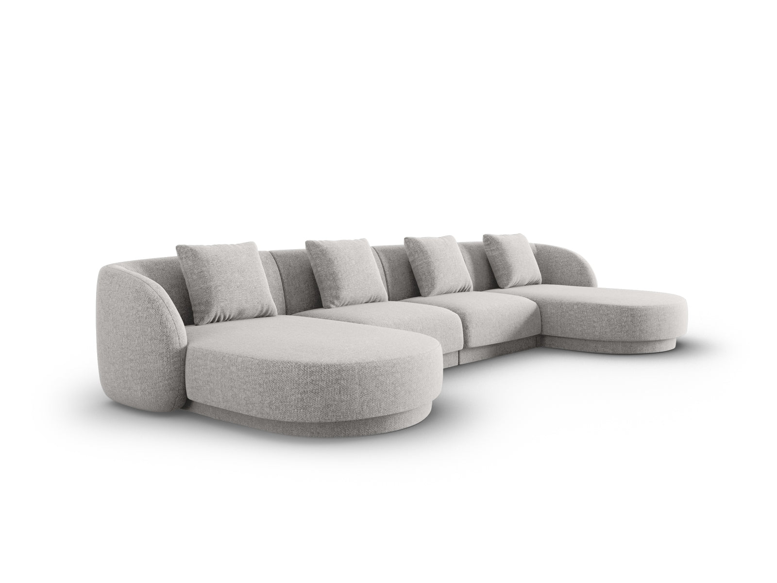 Elegantes Tulum Panoramic Sofa mit 5 Sitzen in hellem Grau, ideal für stilvolle Wohnräume und gemütliche Zusammenkünfte.