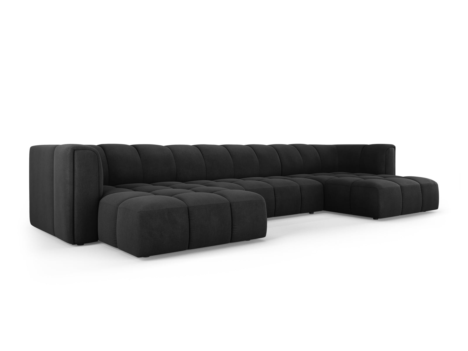 Elegante 5-Sitzer Panoramabank Moritz in stilvollem Schwarz, ideal für moderne Wohnräume, von Cosmopolitan Design.