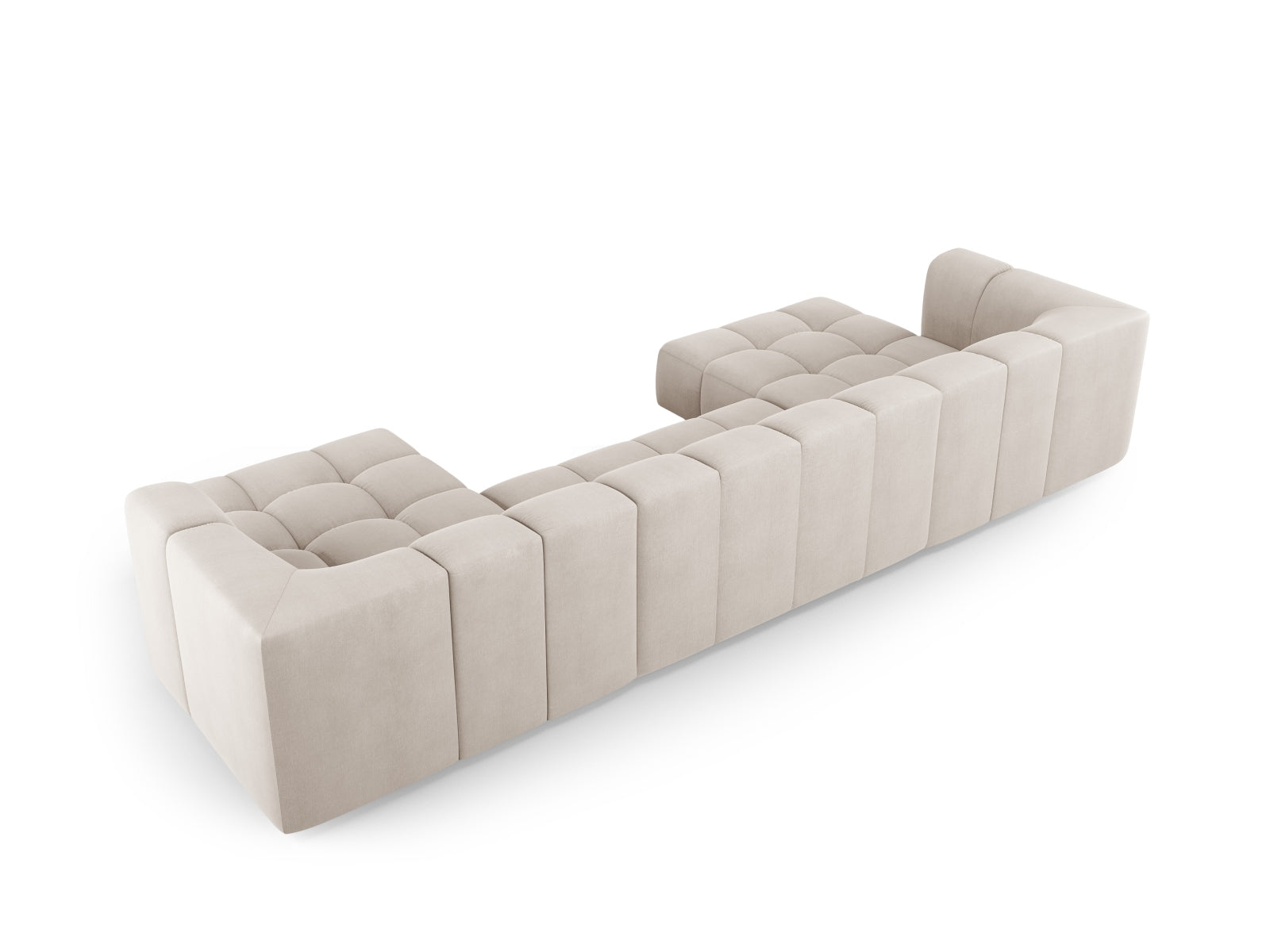 Beige Ecksofa Moritz von Cosmopolitan Design, großzügige 5-Sitzer Panoramabank, ideal für gesellige Runden und stilvolle Einrichtung.