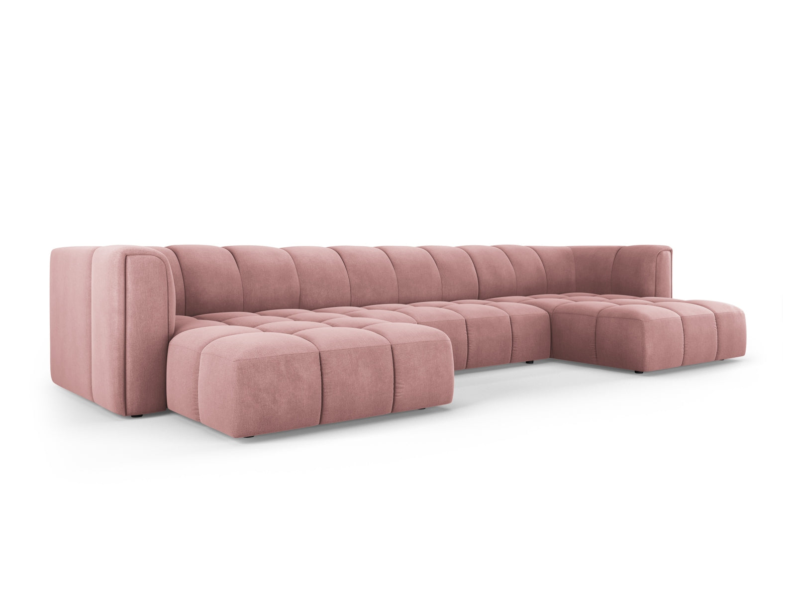 Elegantes 5-Sitzer Ecksofa Moritz in lebhaftem Pink-Rebel, ideal für stilvolle Wohnräume, präsentiert von Cosmopolitan Design.