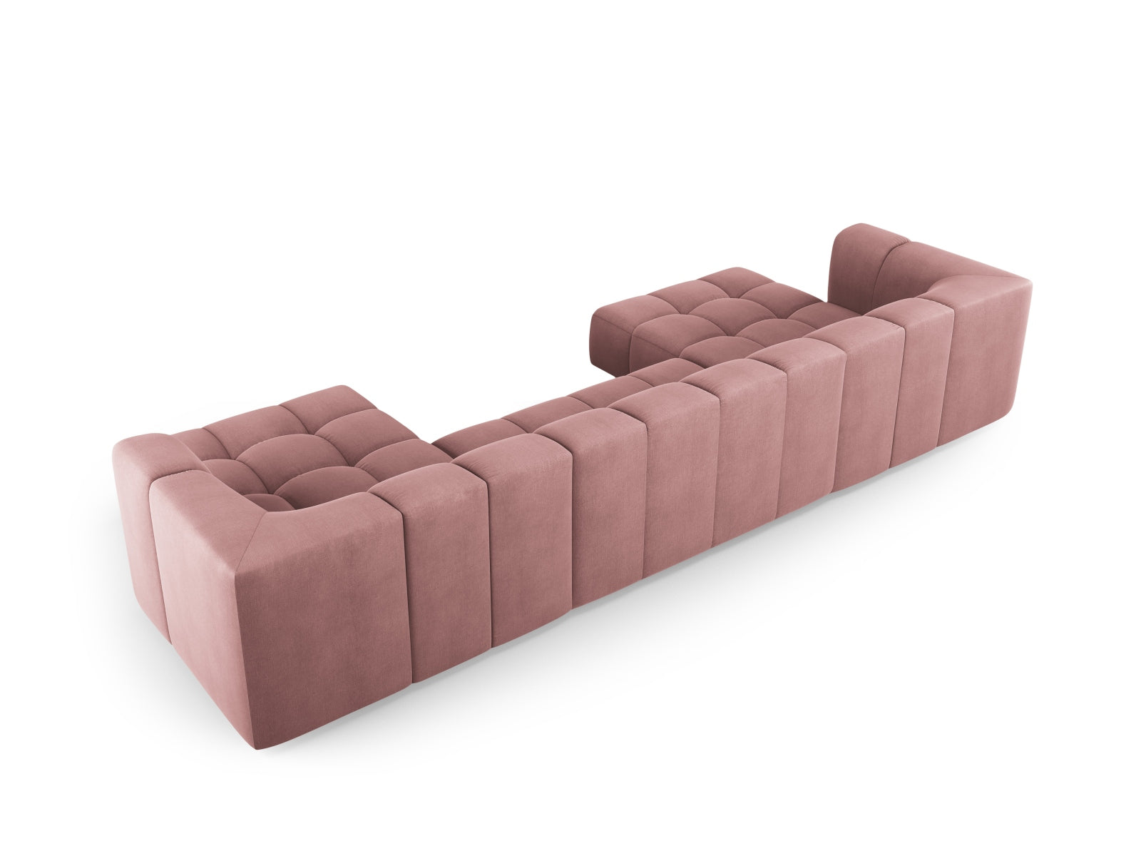 Moderne 5-Sitzer Panoramabank Moritz in strahlendem Pink-Rebel, perfekt für gemütliche und stilvolle Wohnlandschaften von Cosmopolitan Design.