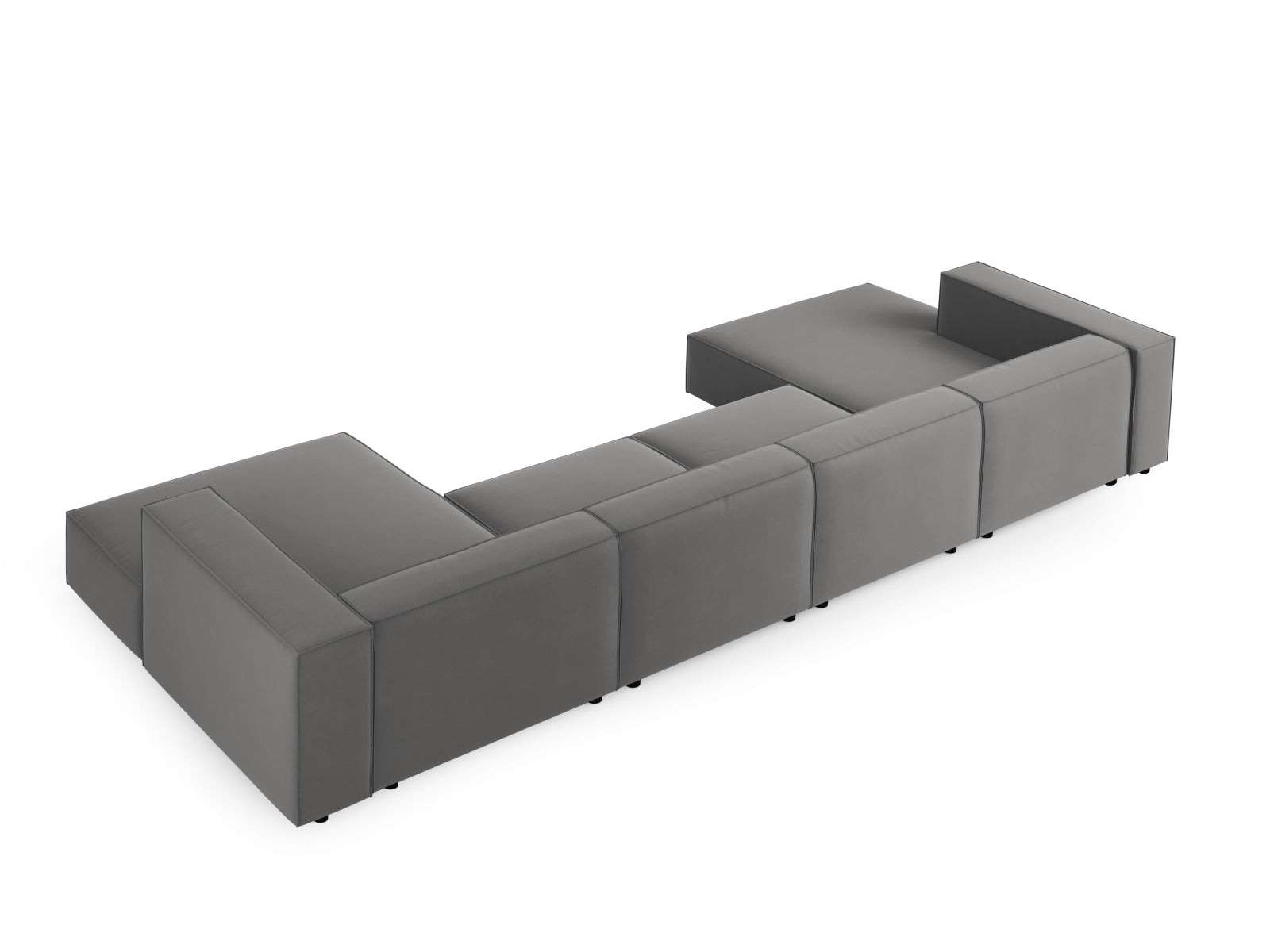 Arendal Velour Panoramic Sofa 6 Sitzer in Warm grey präsentiert im Onlineshop von KAQTU Design AG. 3er Sofa ist von Cosmopolitan Design