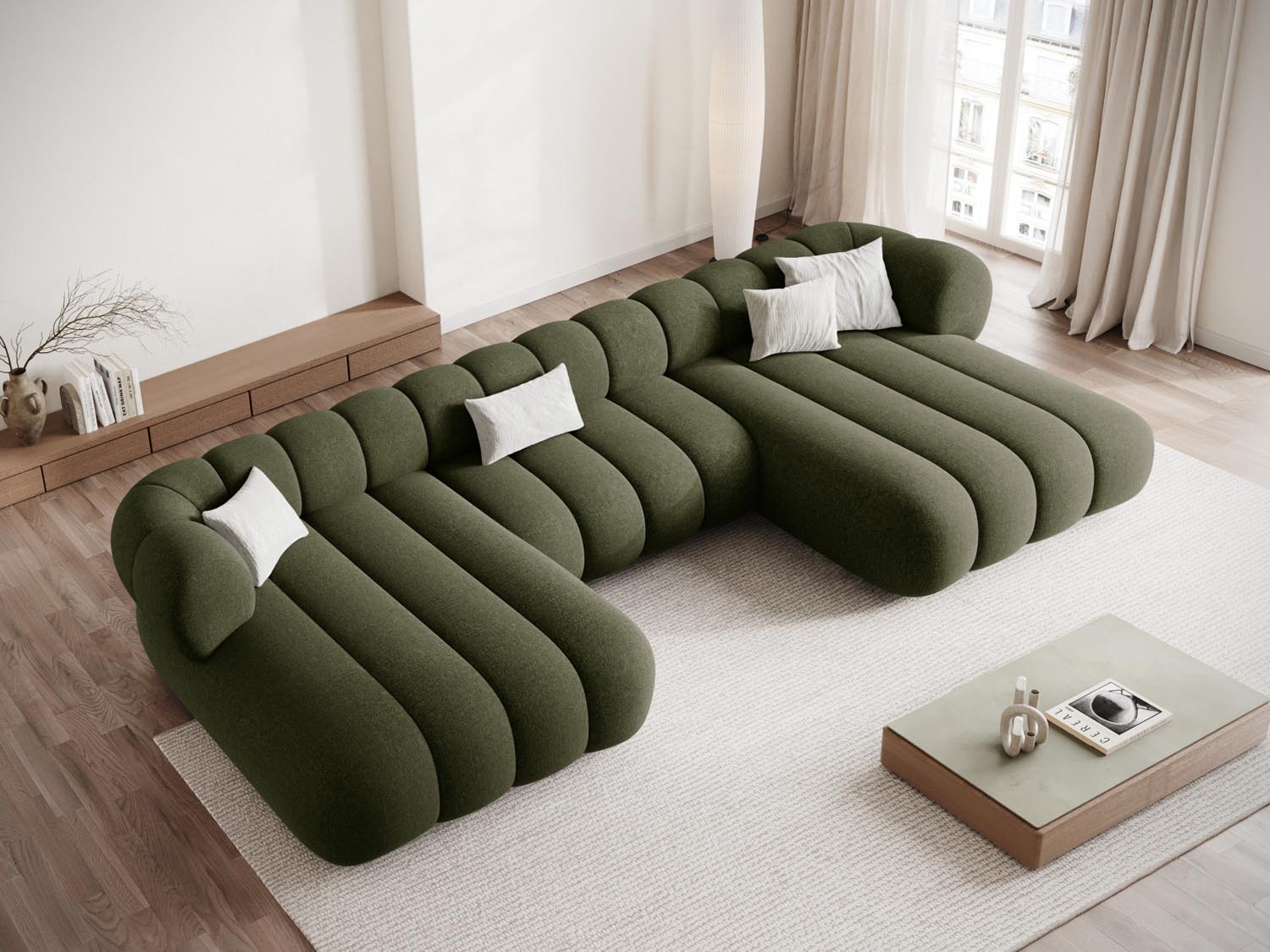 Elegantes Koge Panoramic Sofa für 6 Personen in der Farbe Green-Eden, ideal für stilvolle Wohnräume und gemütliche Abende.