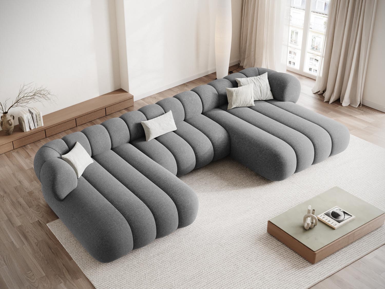 Elegantes Koge Panoramic Sofa für 6 Personen in Navy Blue-Eden, ideal für stilvolle Wohnräume und gemütliche Abende.