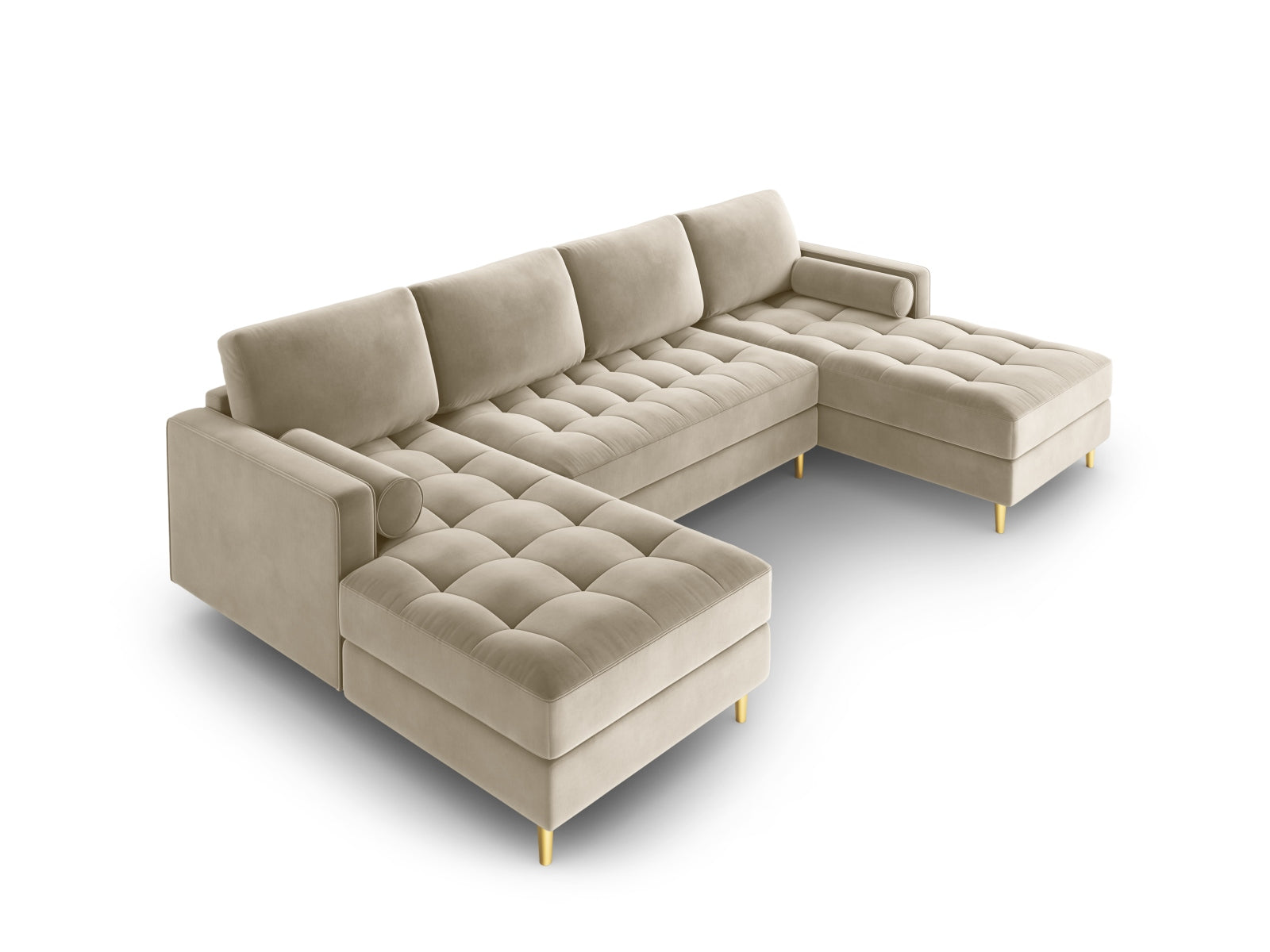 6-Sitzer Panoramic Sofa Aspen in Dark Beige-Salvador präsentiert im Onlineshop von KAQTU Design AG. Ecksofa ist von Cosmopolitan Design