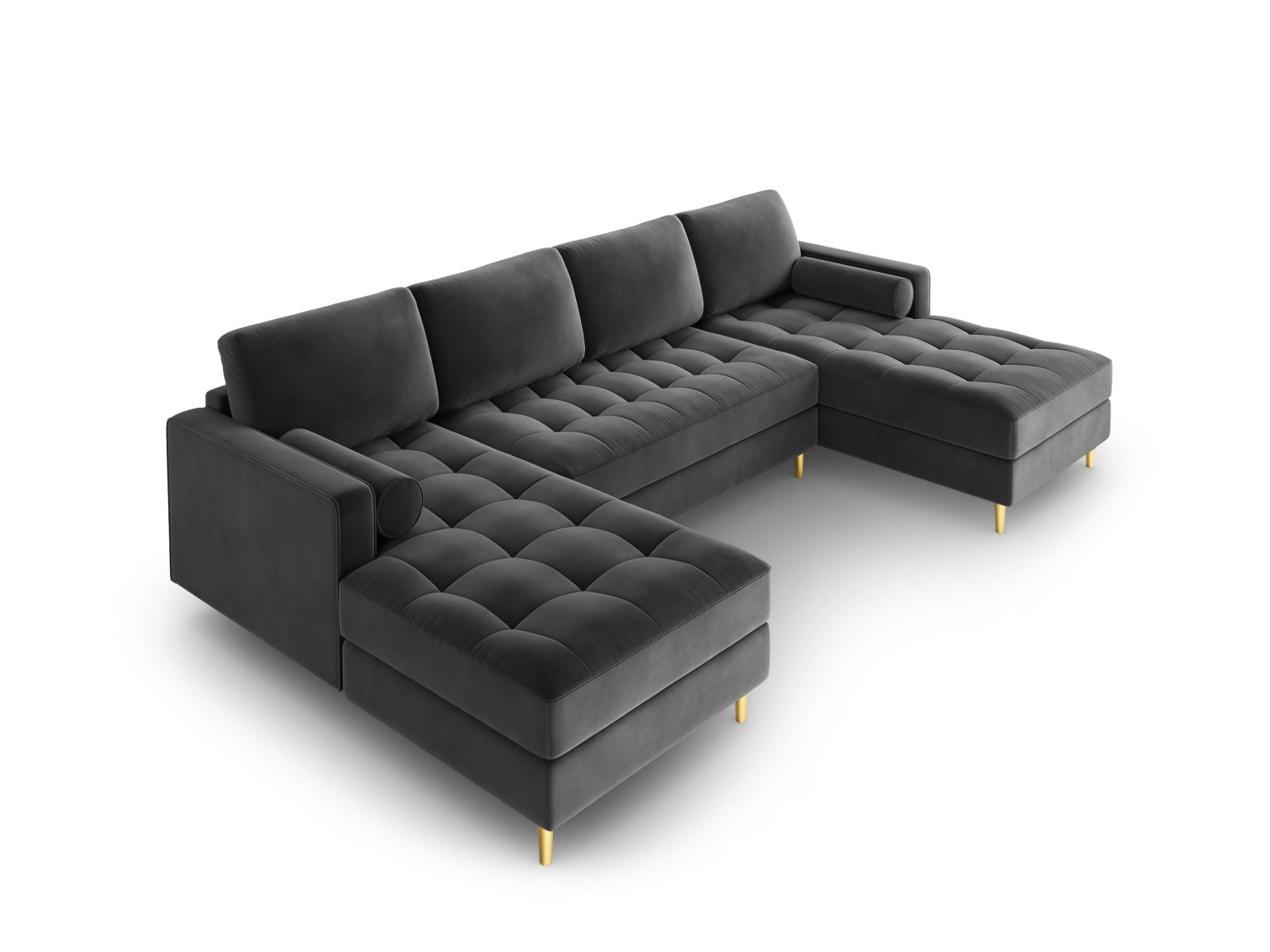 6-Sitzer Panoramic Sofa Aspen in Dark Grey-Salvador präsentiert im Onlineshop von KAQTU Design AG. Ecksofa ist von Cosmopolitan Design
