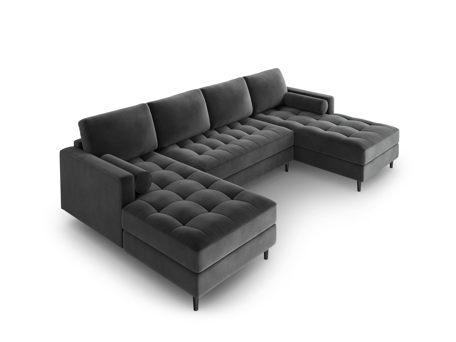 6-Sitzer Panoramic Sofa Aspen in Dark Grey-Salvador präsentiert im Onlineshop von KAQTU Design AG. Ecksofa ist von Cosmopolitan Design