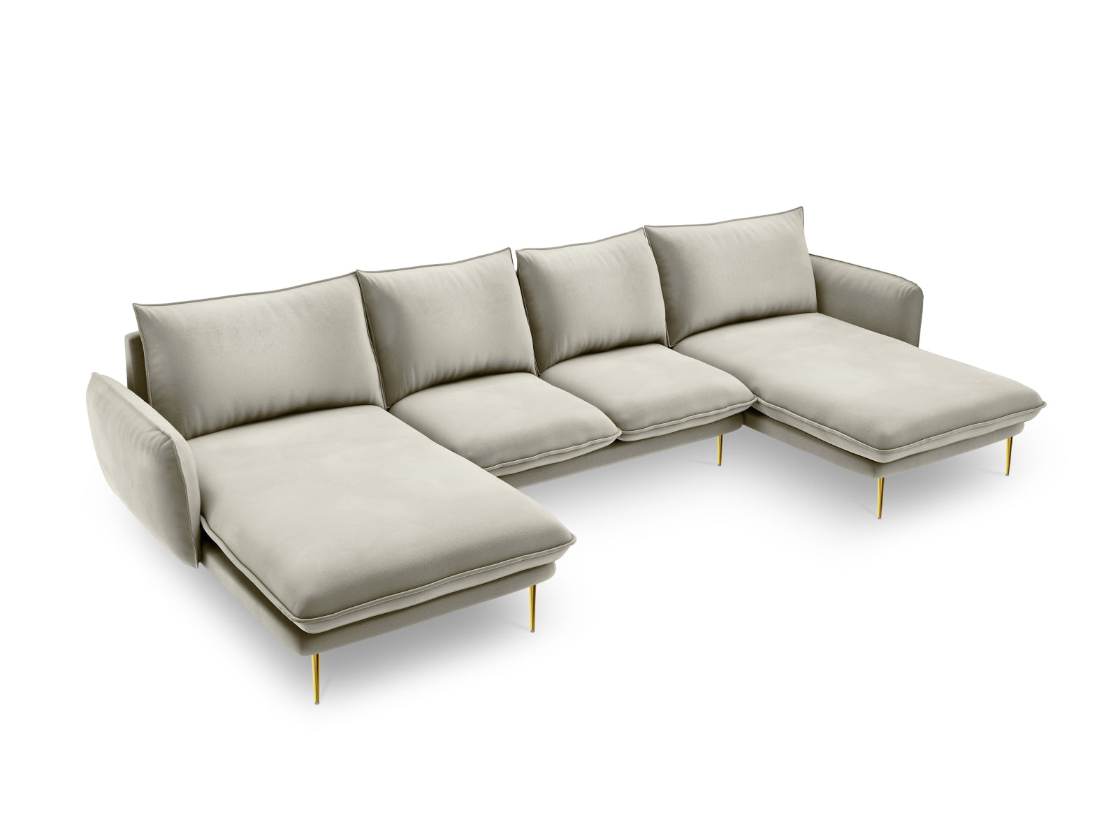 Vienna Velour Panoramic Sofa 6 Sitzer 170cm in Beige/Gold präsentiert im Onlineshop von KAQTU Design AG. 3er Sofa ist von Cosmopolitan Design