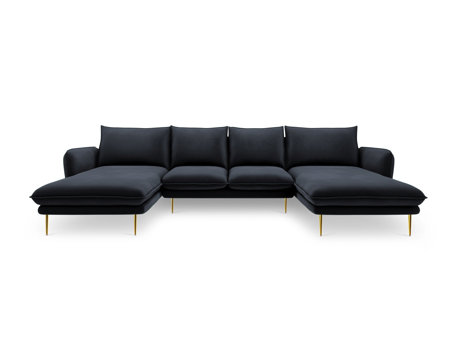 Vienna Velour Panoramic Sofa 6 Sitzer 170cm in Dark Blue/Gold präsentiert im Onlineshop von KAQTU Design AG. 3er Sofa ist von Cosmopolitan Design