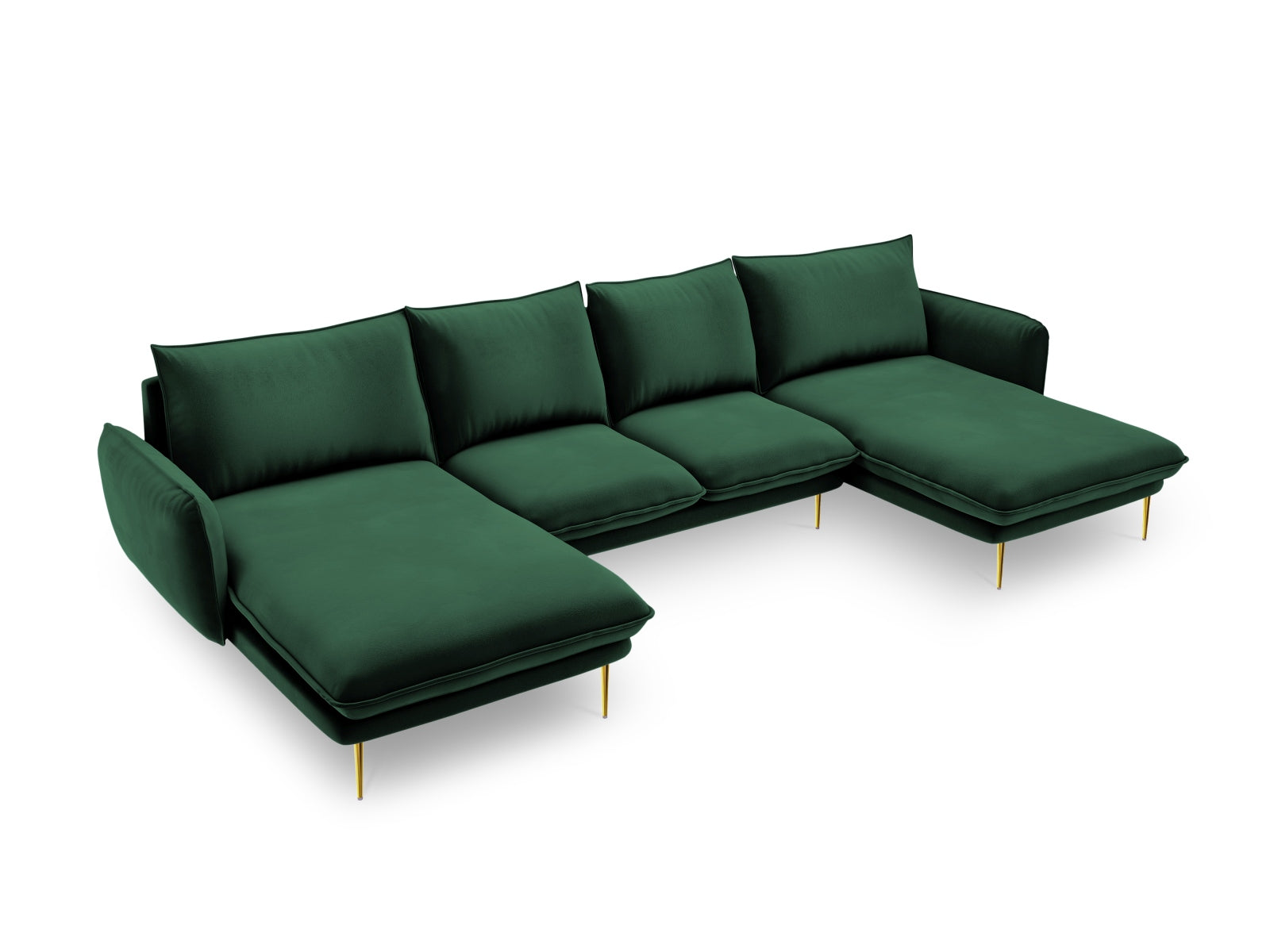 Vienna Velour Panoramic Sofa 6 Sitzer 170cm in Bottle Green/Gold präsentiert im Onlineshop von KAQTU Design AG. 3er Sofa ist von Cosmopolitan Design