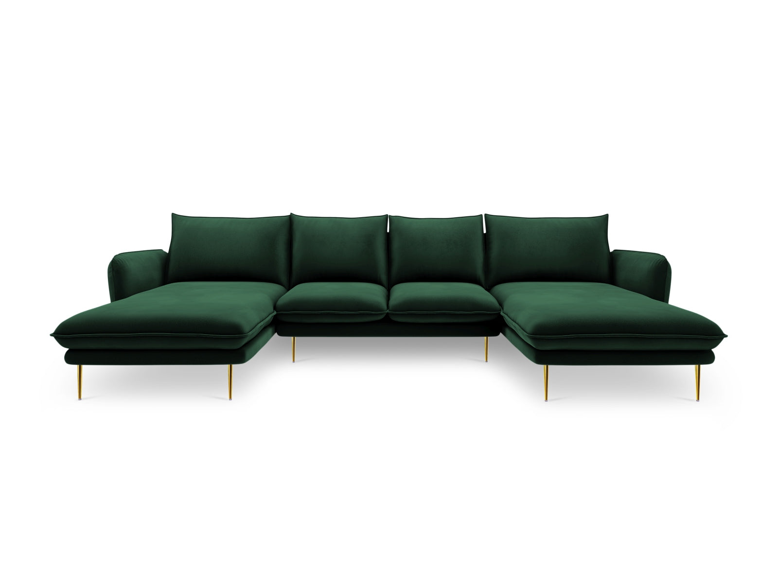 Vienna Velour Panoramic Sofa 6 Sitzer 170cm in Bottle Green/Gold präsentiert im Onlineshop von KAQTU Design AG. 3er Sofa ist von Cosmopolitan Design