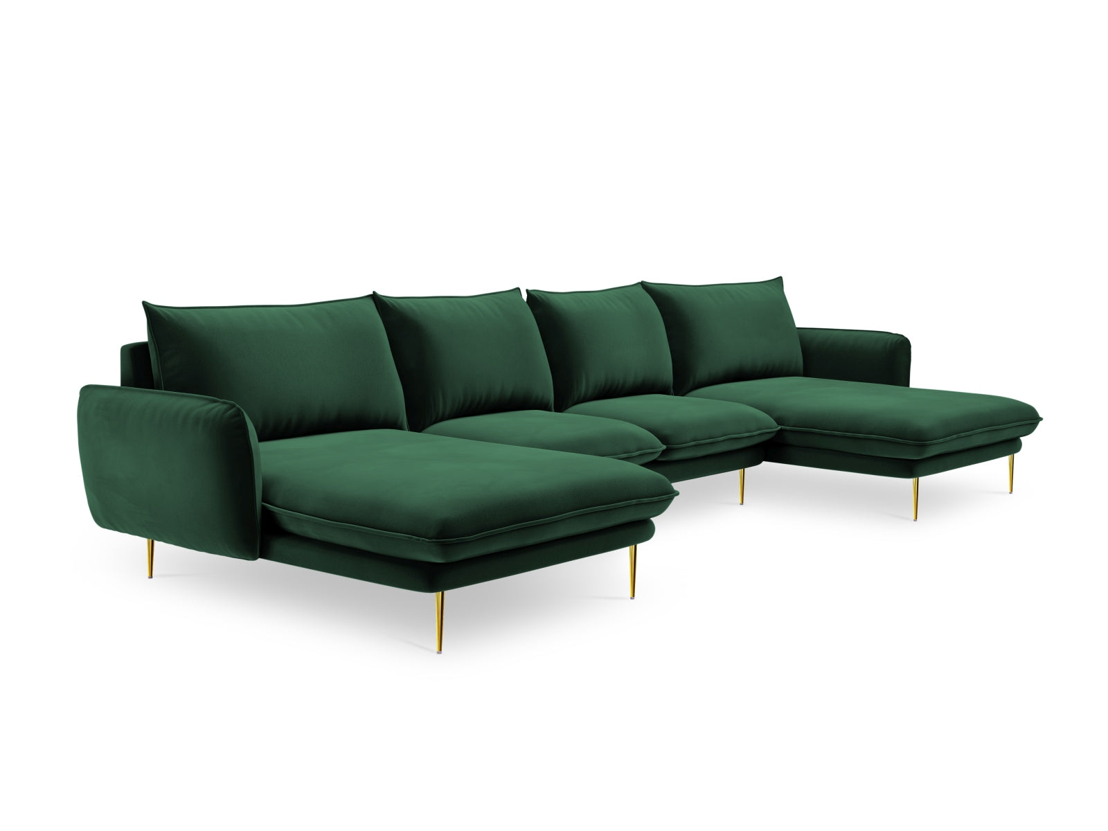 Vienna Velour Panoramic Sofa 6 Sitzer 170cm in Bottle Green/Gold präsentiert im Onlineshop von KAQTU Design AG. 3er Sofa ist von Cosmopolitan Design