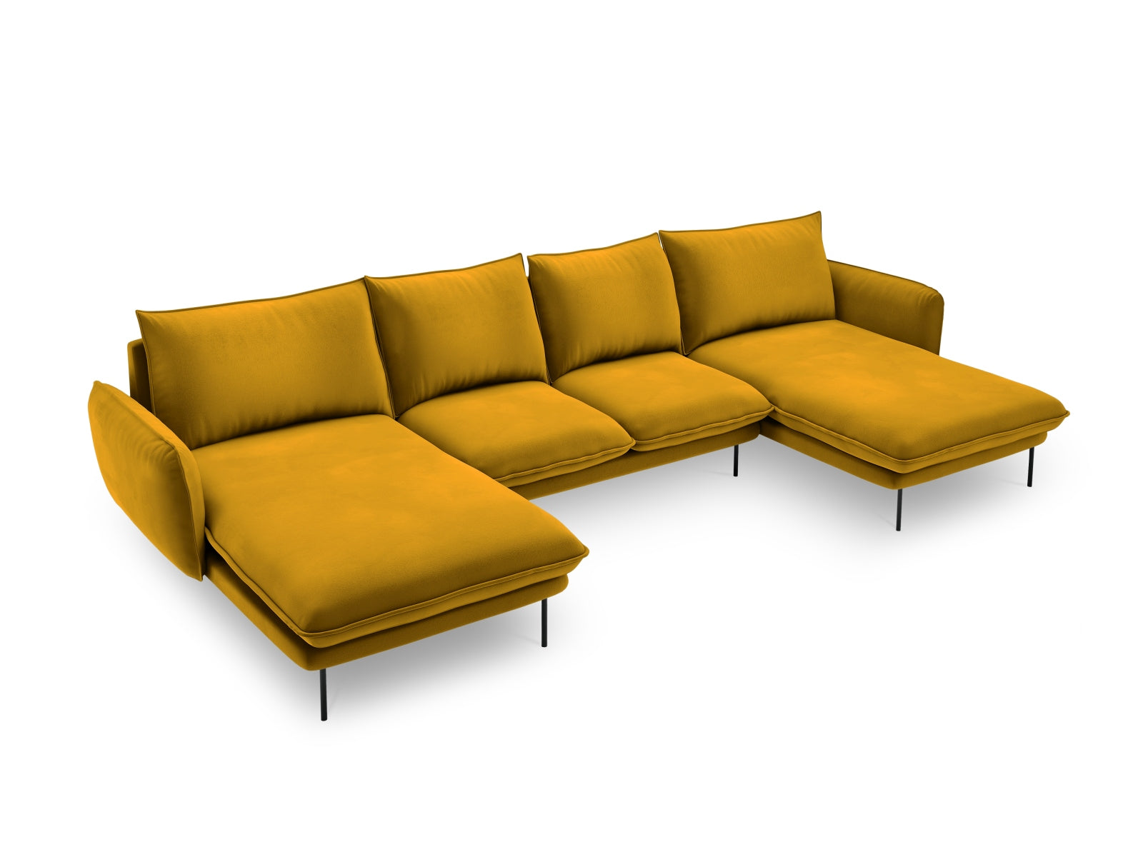Vienna Velour Panoramic Sofa 6 Sitzer 170cm in Yellow/Schwarz präsentiert im Onlineshop von KAQTU Design AG. 3er Sofa ist von Cosmopolitan Design
