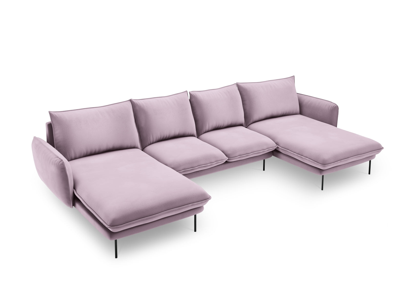 Vienna Velour Panoramic Sofa 6 Sitzer 170cm in Lavender/Schwarz präsentiert im Onlineshop von KAQTU Design AG. 3er Sofa ist von Cosmopolitan Design
