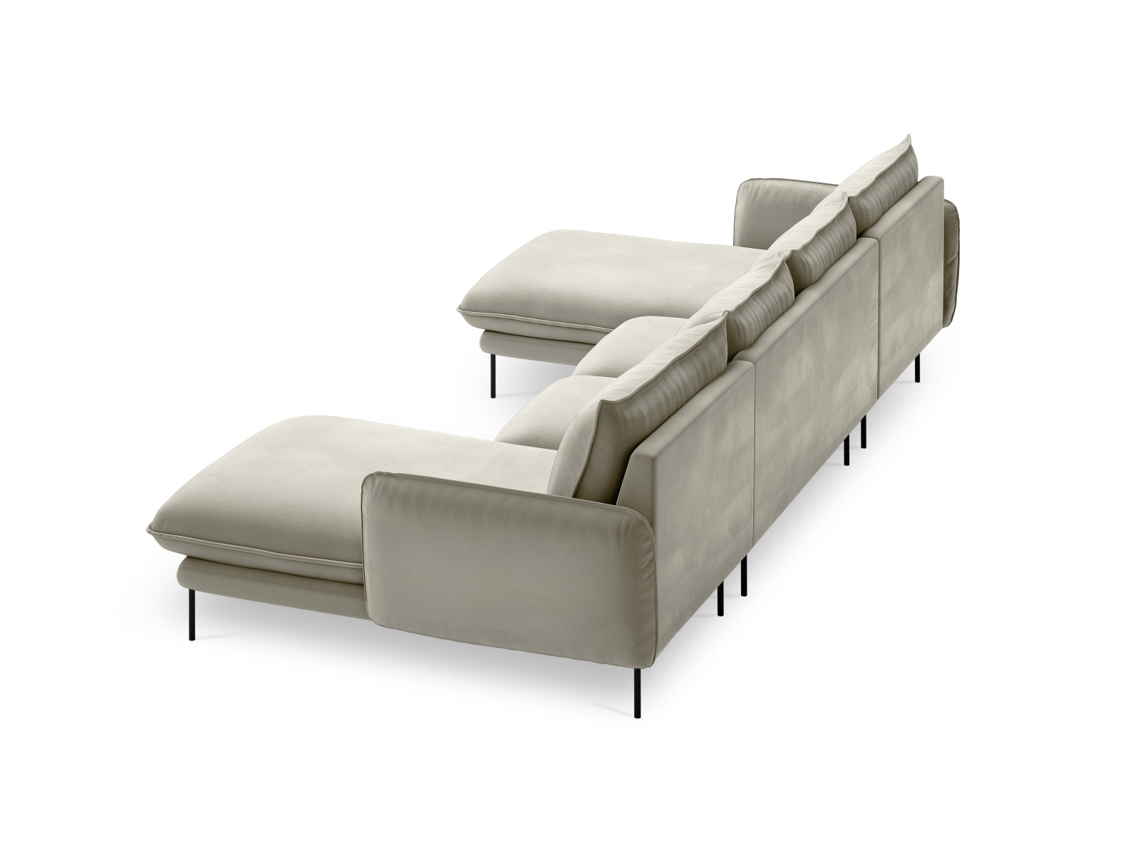 Erleben Sie das stilvolle Vienna Velour Panoramic Sofa für 6 Personen. Hochwertiger Veloursstoff und großzügige Sitzfläche für höchsten Komfort.