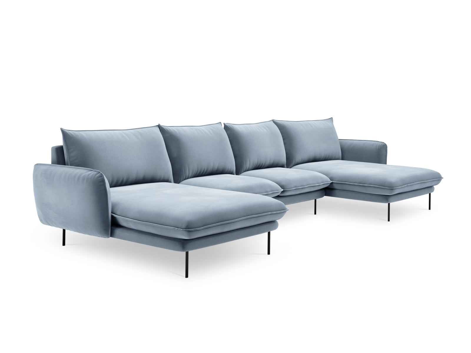 Entdecken Sie das elegante Vienna Velour Panoramic Sofa für 6 Personen. Luxuriöser Veloursstoff und modernes Design für Ihr Wohnzimmer.