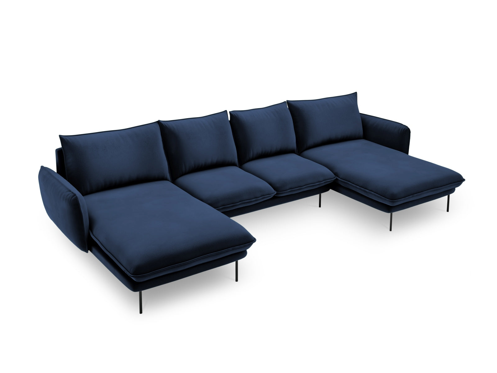 Vienna Velour Panoramic Sofa 6 Sitzer 170cm in Royal Blue/Schwarz präsentiert im Onlineshop von KAQTU Design AG. 3er Sofa ist von Cosmopolitan Design