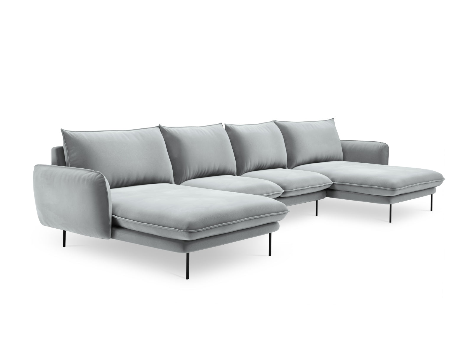 Entdecken Sie das elegante Vienna Velour Panoramic Sofa für 6 Personen. Luxuriöser Veloursstoff und modernes Design für Ihr Wohnzimmer.