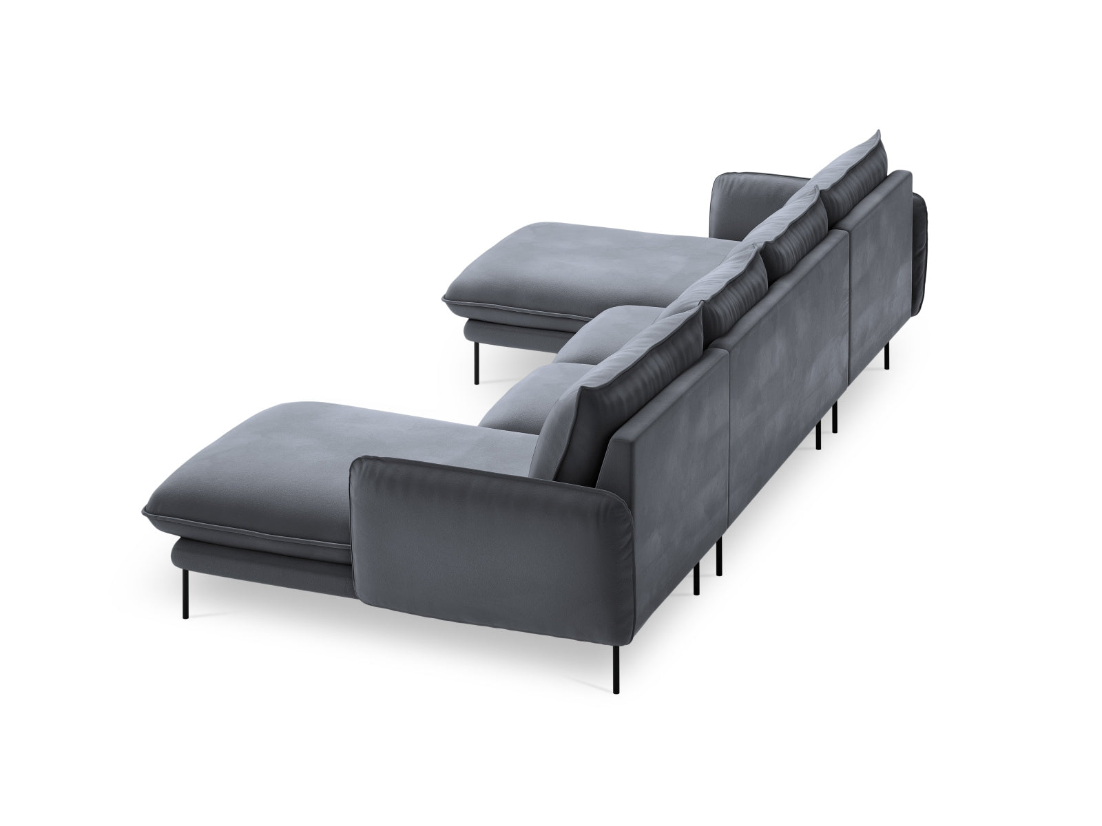 Erleben Sie das stilvolle Vienna Velour Panoramic Sofa für 6 Personen. Hochwertiger Veloursstoff und großzügige Sitzfläche für höchsten Komfort.