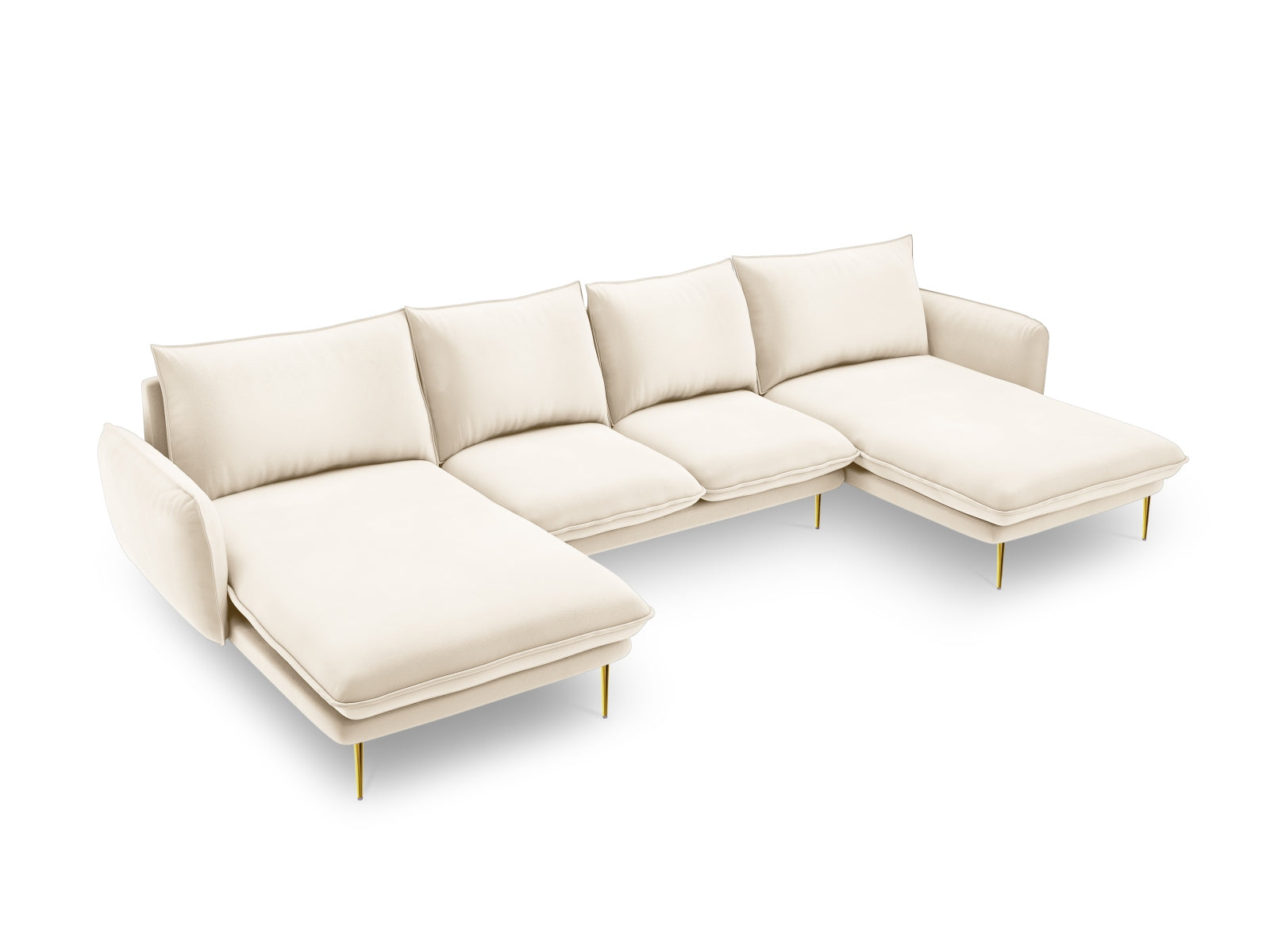 Vienna Velour Panoramic Sofa 6 Sitzer 170cm in Light Beige/Gold präsentiert im Onlineshop von KAQTU Design AG. 3er Sofa ist von Cosmopolitan Design