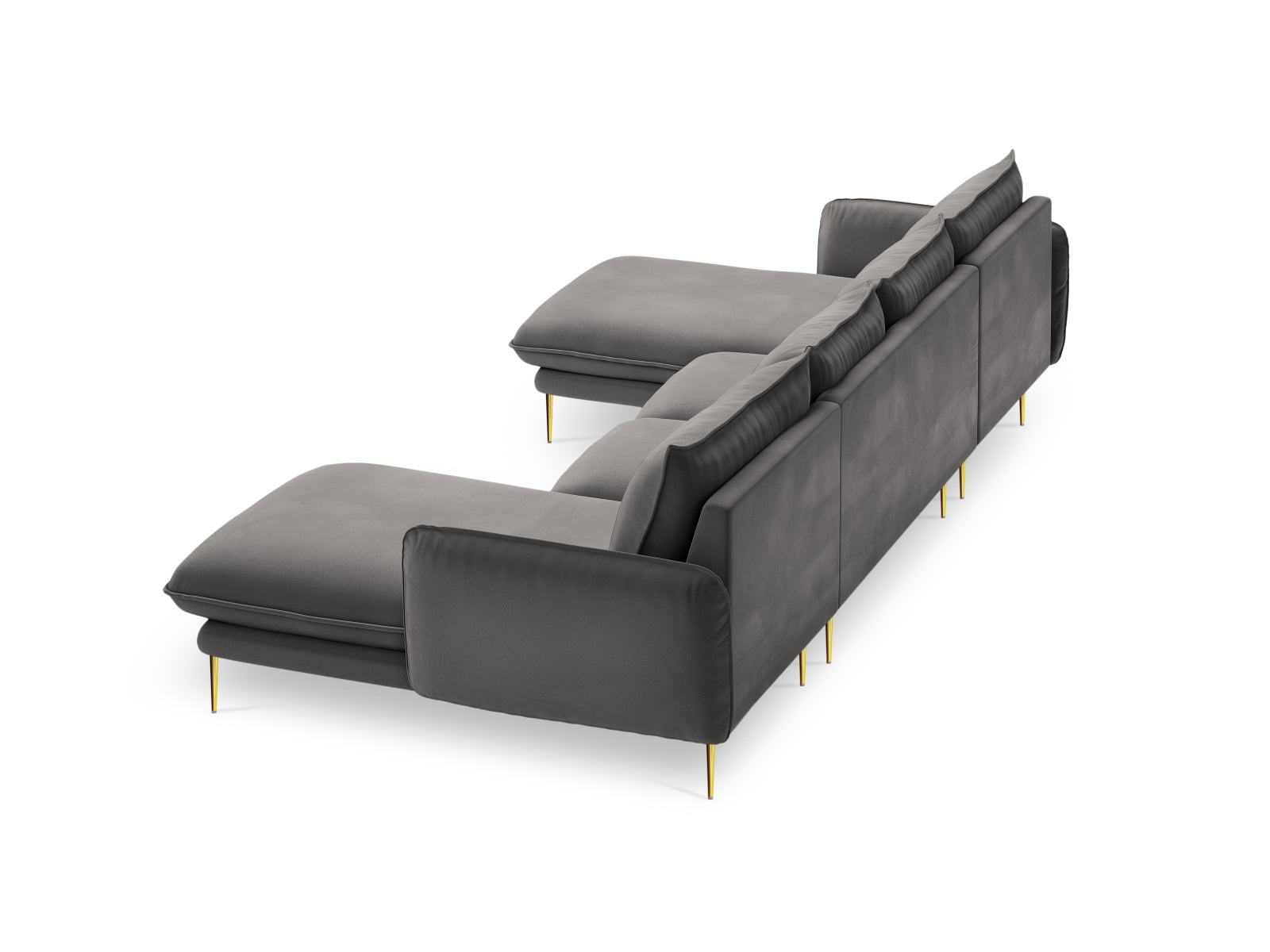 Entdecken Sie das elegante Vienna Velour Panoramic Sofa für 6 Personen. Luxuriöser Veloursstoff und modernes Design für Ihr Wohnzimmer.