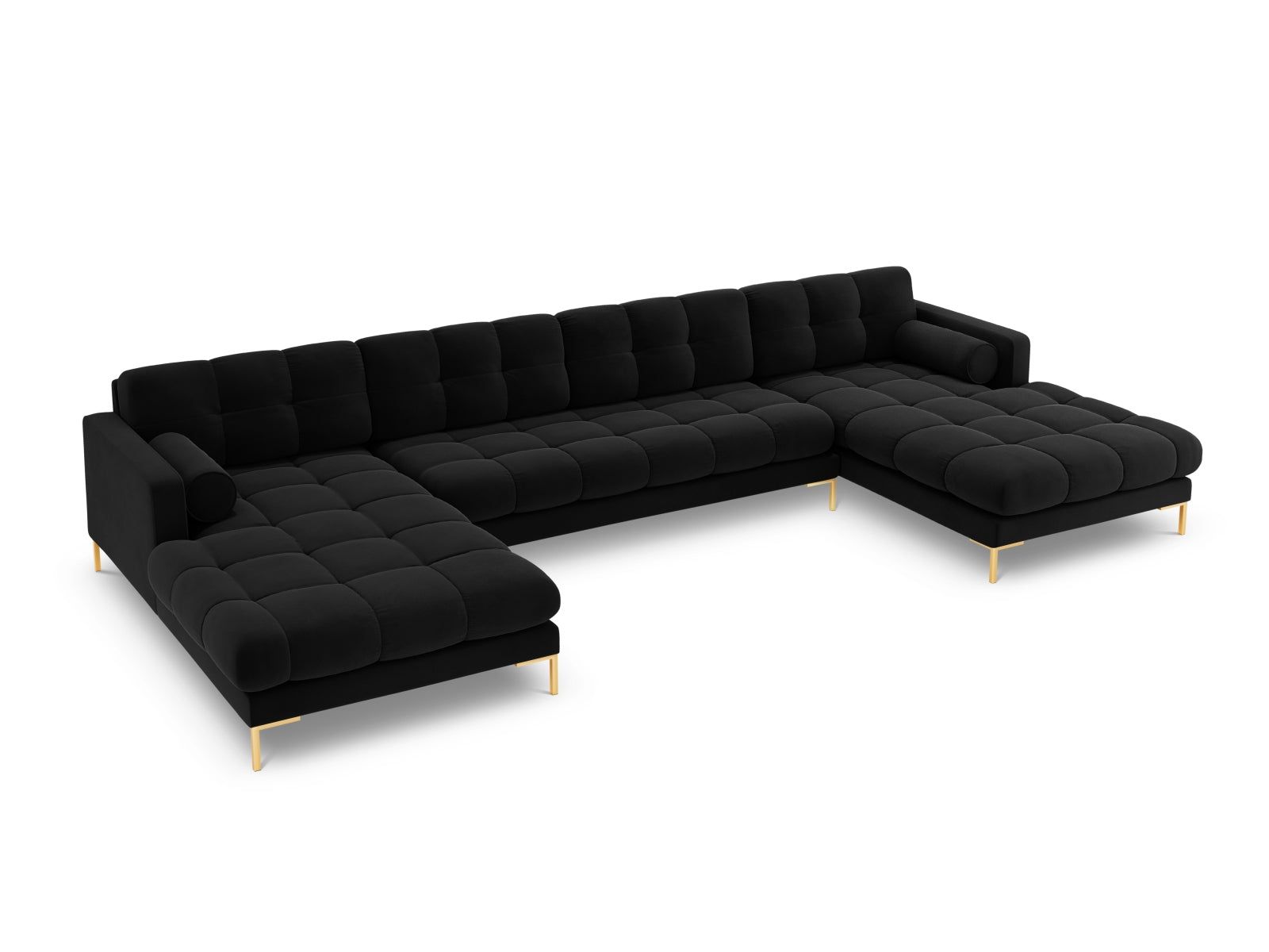 7-Sitzer Panoramic Sofa Bali in Black-Bluvel präsentiert im Onlineshop von KAQTU Design AG. Ecksofa ist von Cosmopolitan Design