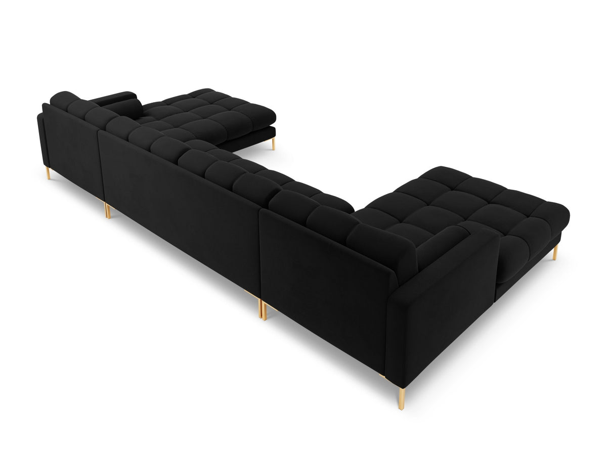 Ecksofa 7-Sitzer Panoramic Sofa Bali mit Stoffbezug, Récamière und Metallbeinen
