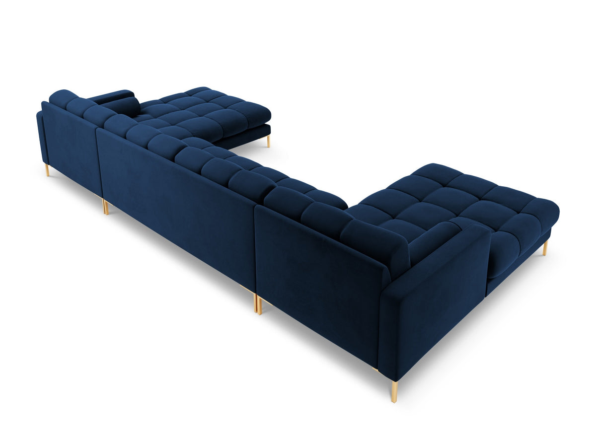 Ecksofa 7-Sitzer Panoramic Sofa Bali mit Stoffbezug, Récamière und Metallbeinen