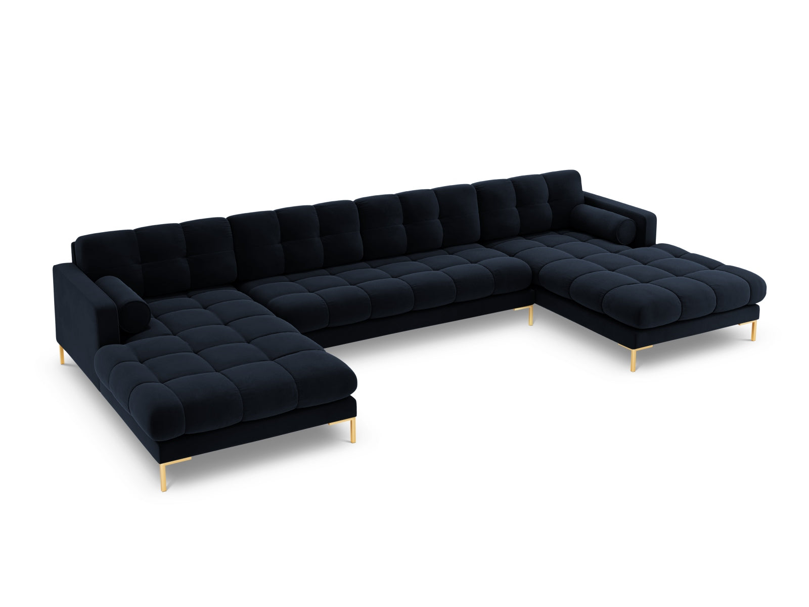 7-Sitzer Panoramic Sofa Bali in Dark Blue-Bluvel präsentiert im Onlineshop von KAQTU Design AG. Ecksofa ist von Cosmopolitan Design