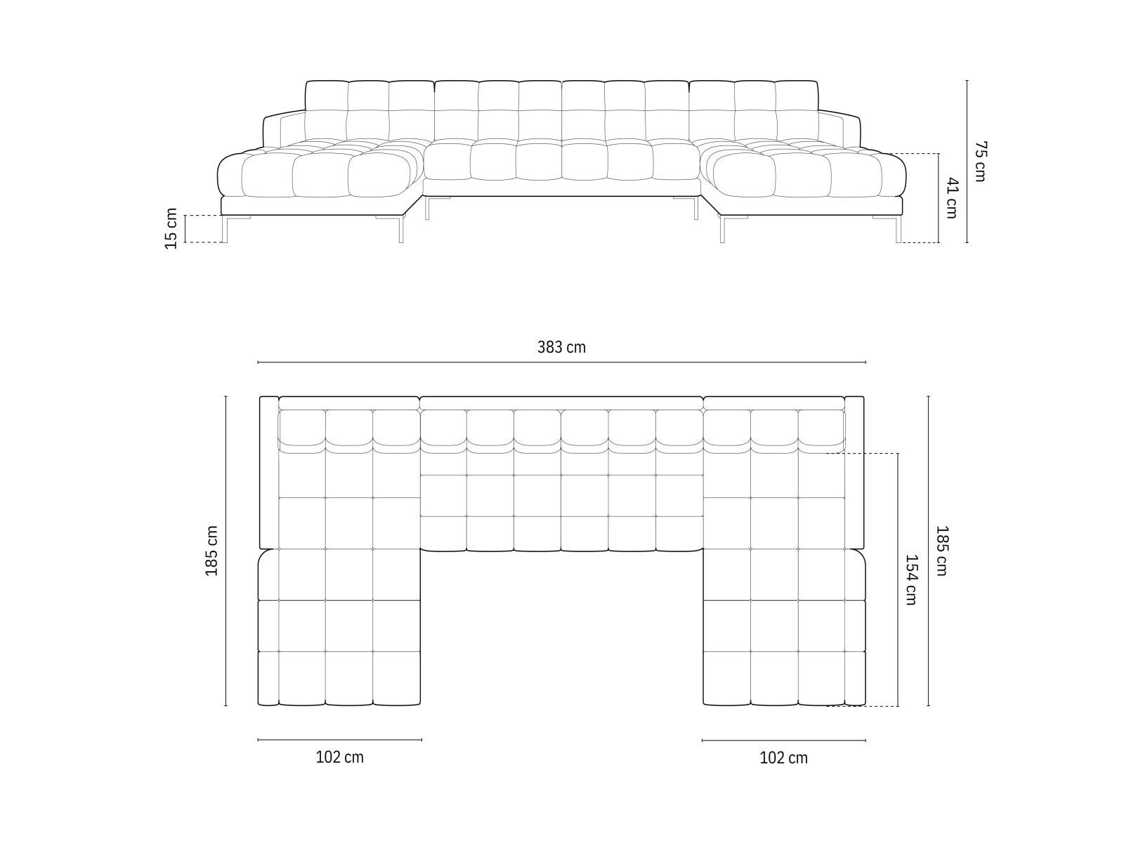 7-Sitzer Panoramic Sofa Bali in Beige-Bluvel präsentiert im Onlineshop von KAQTU Design AG. Ecksofa ist von Cosmopolitan Design