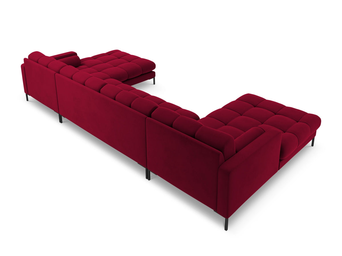 Ecksofa 7-Sitzer Panoramic Sofa Bali mit Stoffbezug, Récamière und Metallbeinen