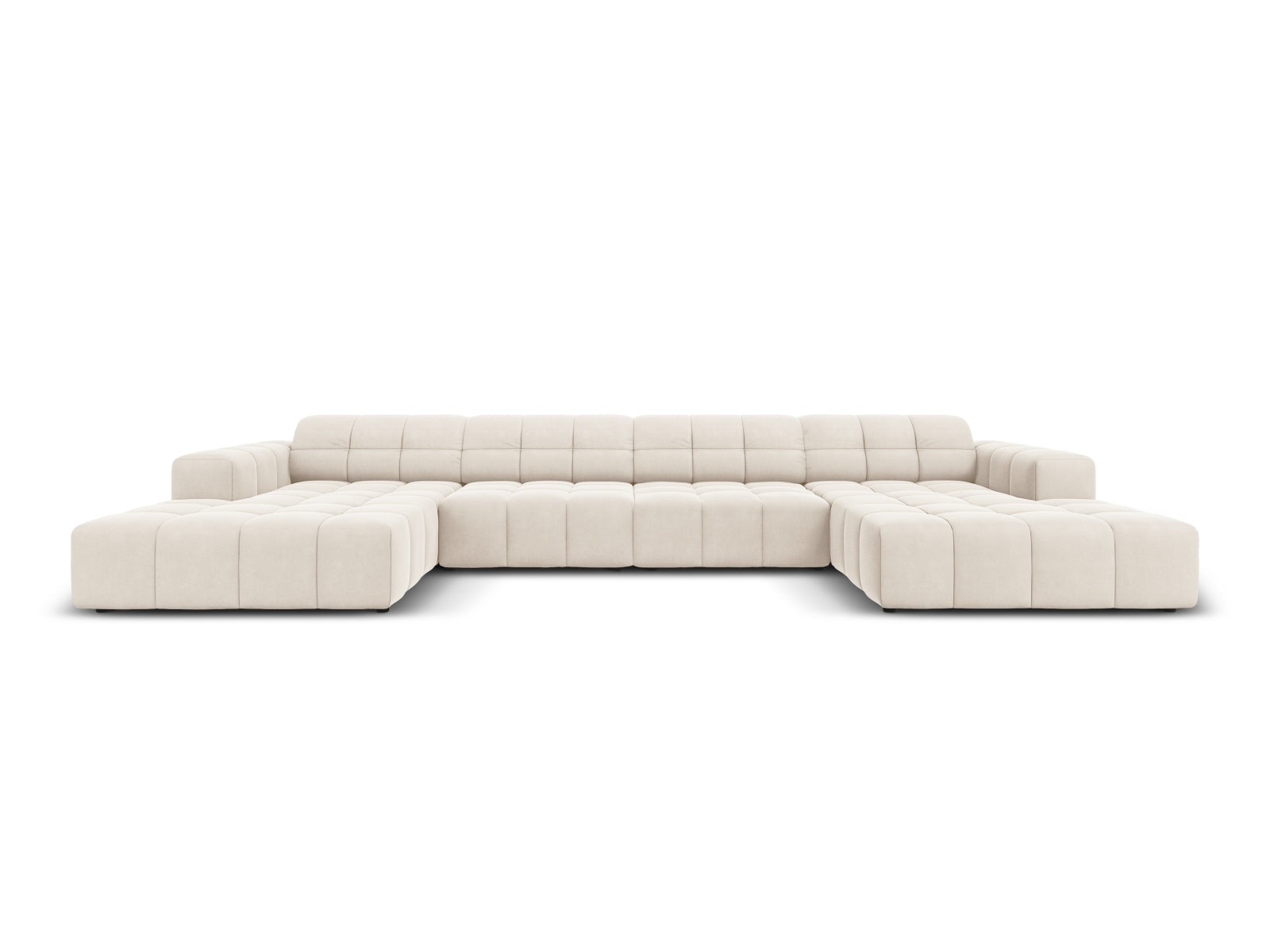 Chicago Velour Panoramic Sofa 6 Sitzer 166cm in Light Beige-Bluvel präsentiert im Onlineshop von KAQTU Design AG. 3er Sofa ist von Cosmopolitan Design