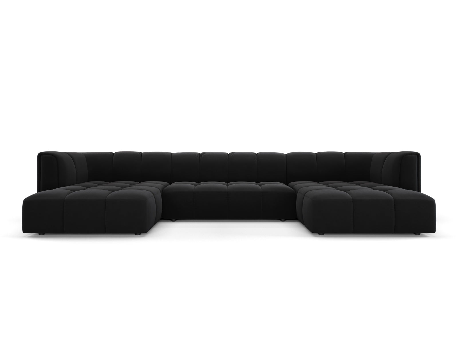 5-Sitzer Panoramic Sofa Moritz in Black-Bluvel präsentiert im Onlineshop von KAQTU Design AG. Ecksofa ist von Cosmopolitan Design